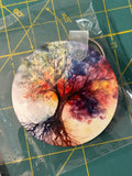 Watercolor rainbow tree keychain