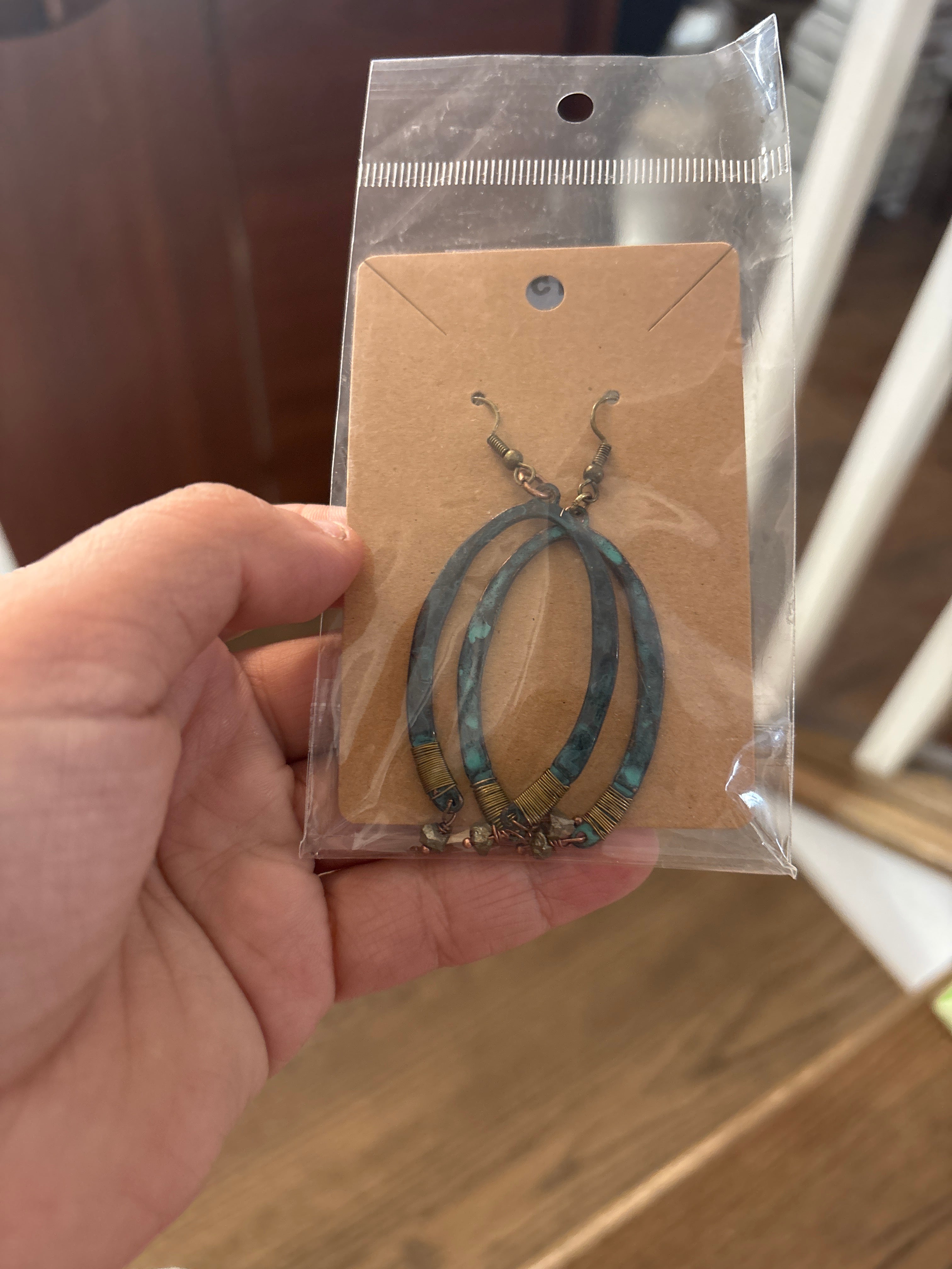 Teal dangle earrings