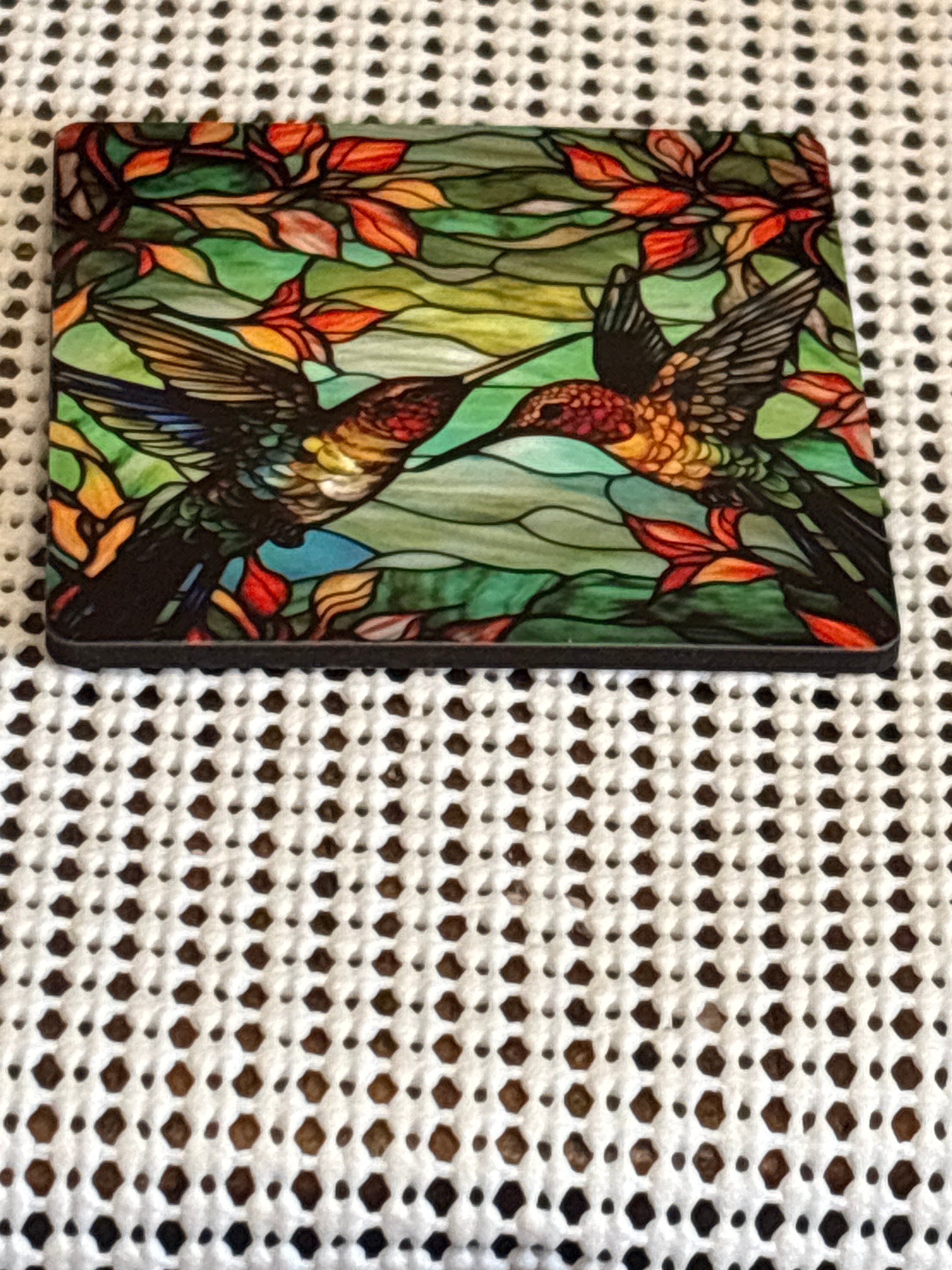 Stainglass hummingbird magnet