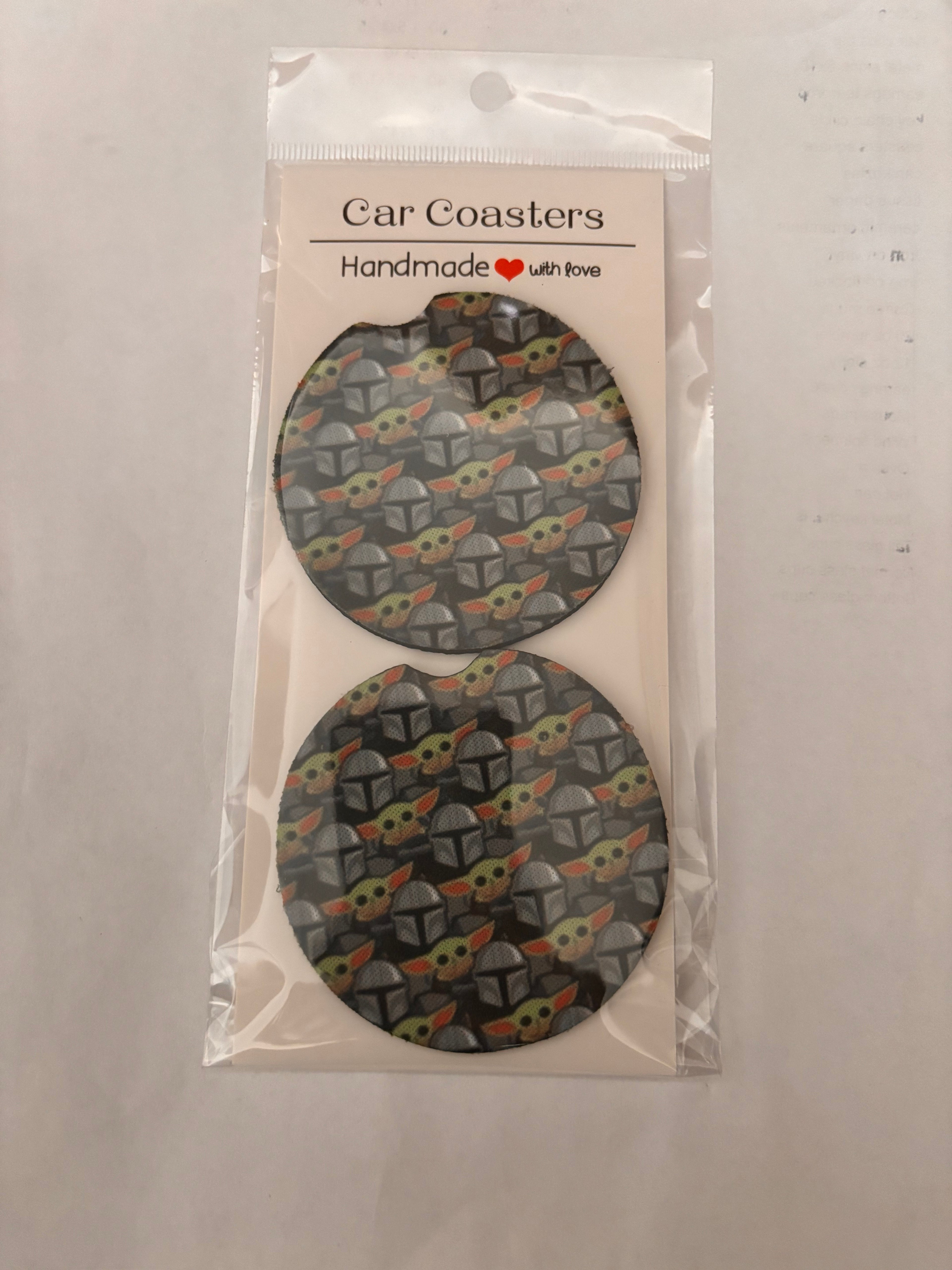 Grogu and Mandolorian car coasters