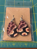 Sublimation cheetah print with sunflowers earrings