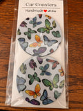Rainbow Butterflies car coasters