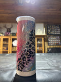 20oz pretty pink glitter with cheetah print tumbler