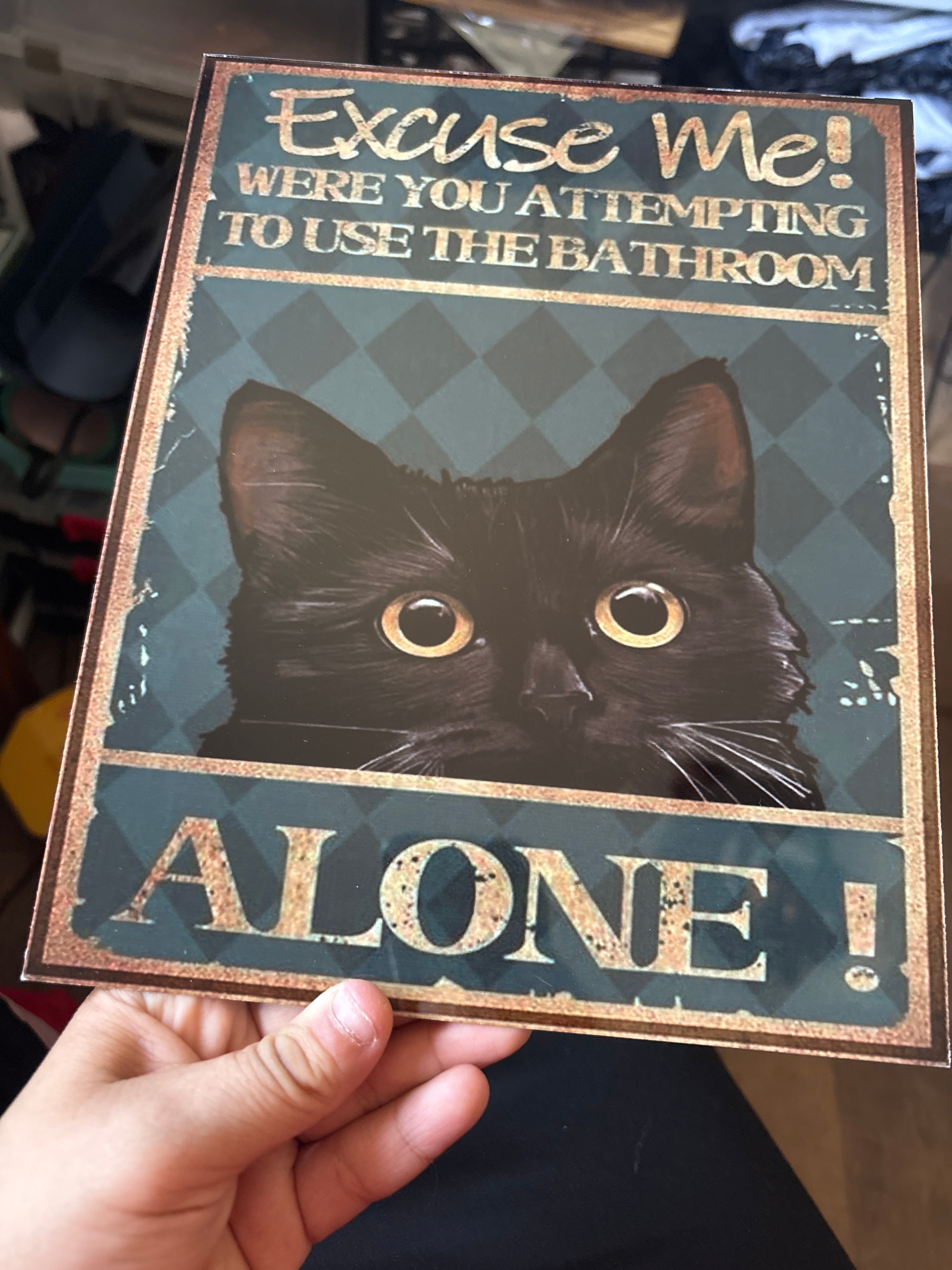 Excuse me metal sign
