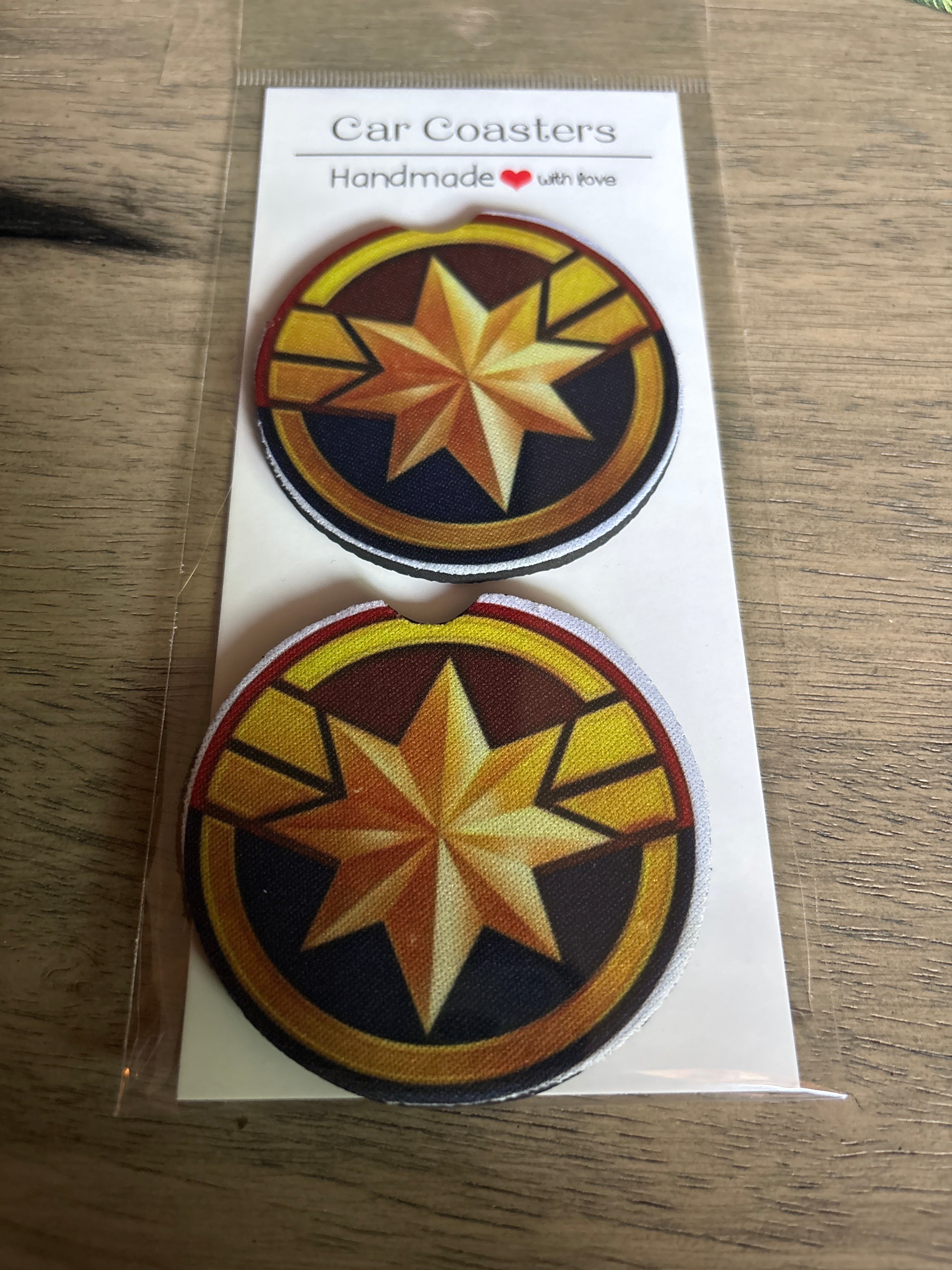 Captain Marvel car coasters