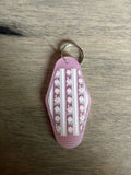 Pink rose and stripe motel keychain
