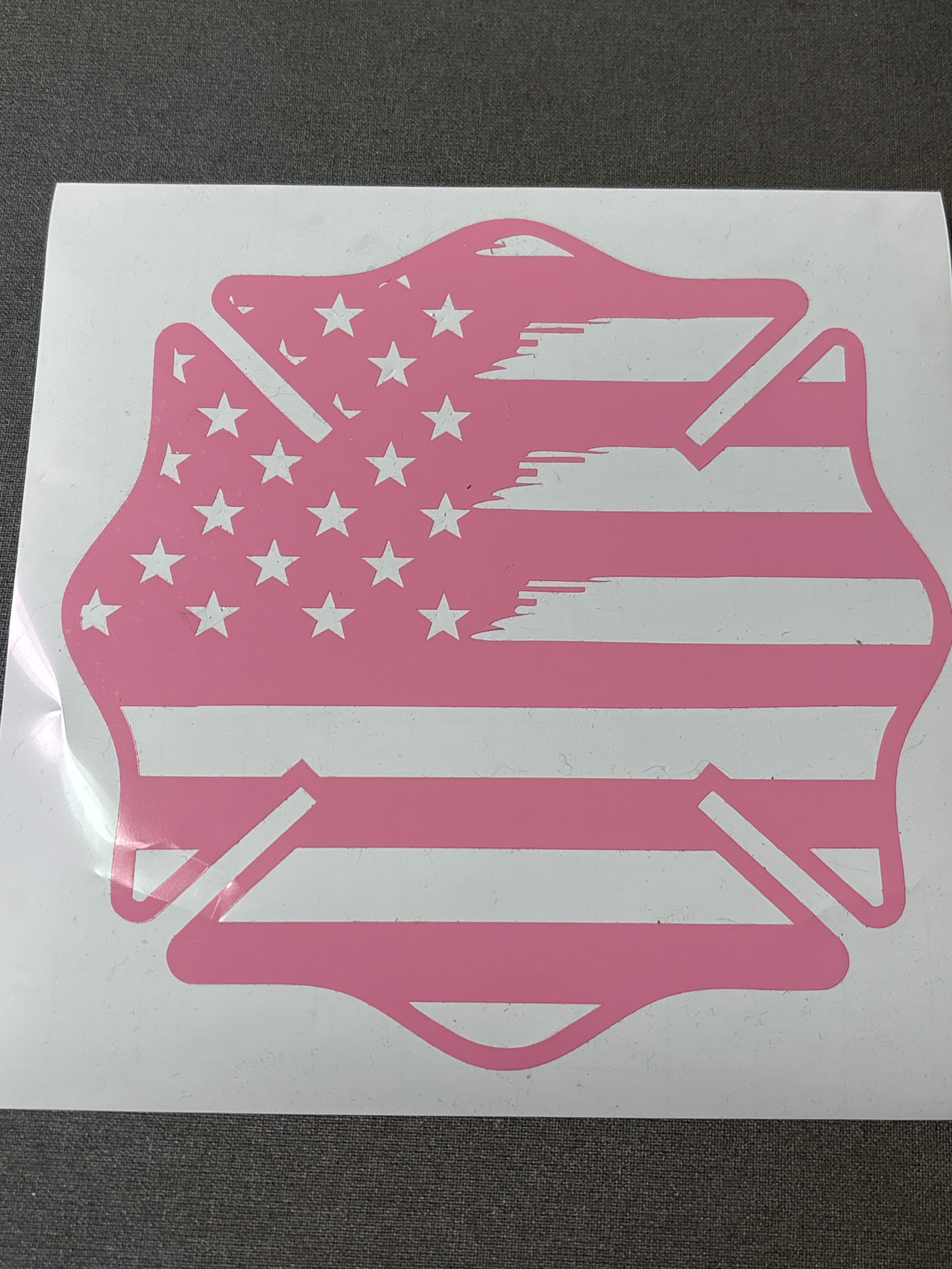 Maltese Cross with American flag decal