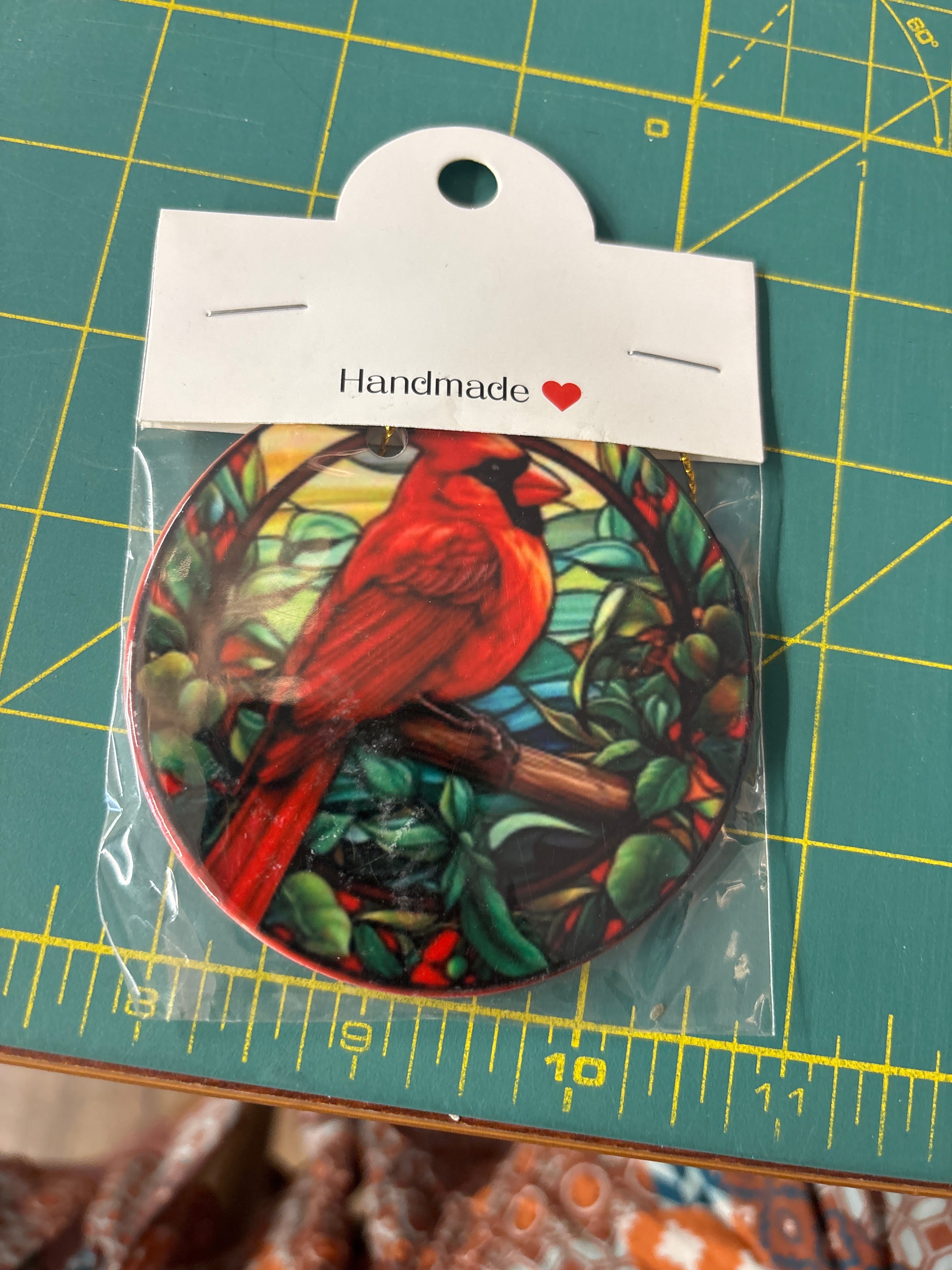 Sublimation red cardinal ornament