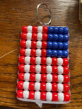 Beaded American flag keychain