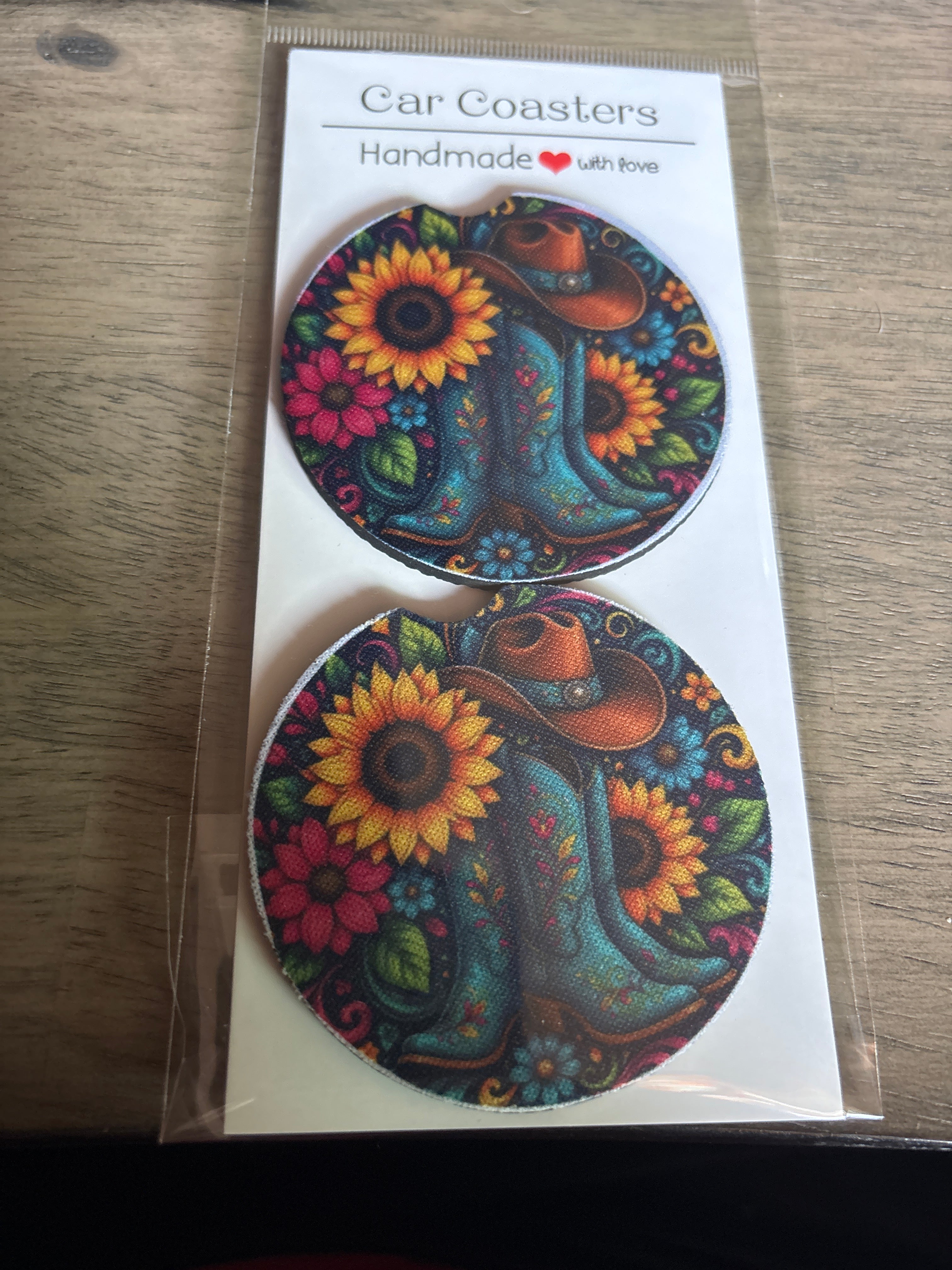 Blue boot car coasters