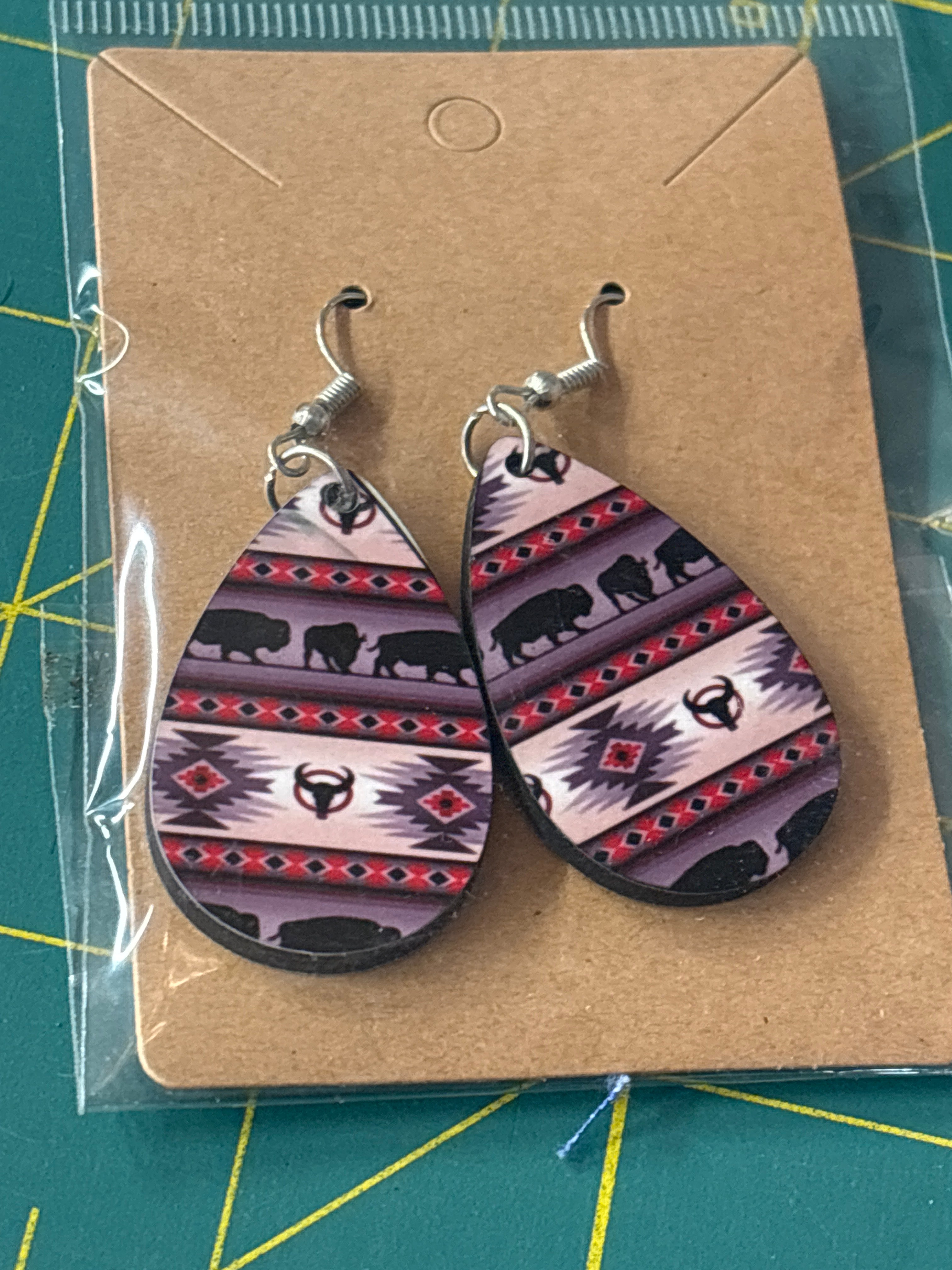Native buffalo sublimation earrings