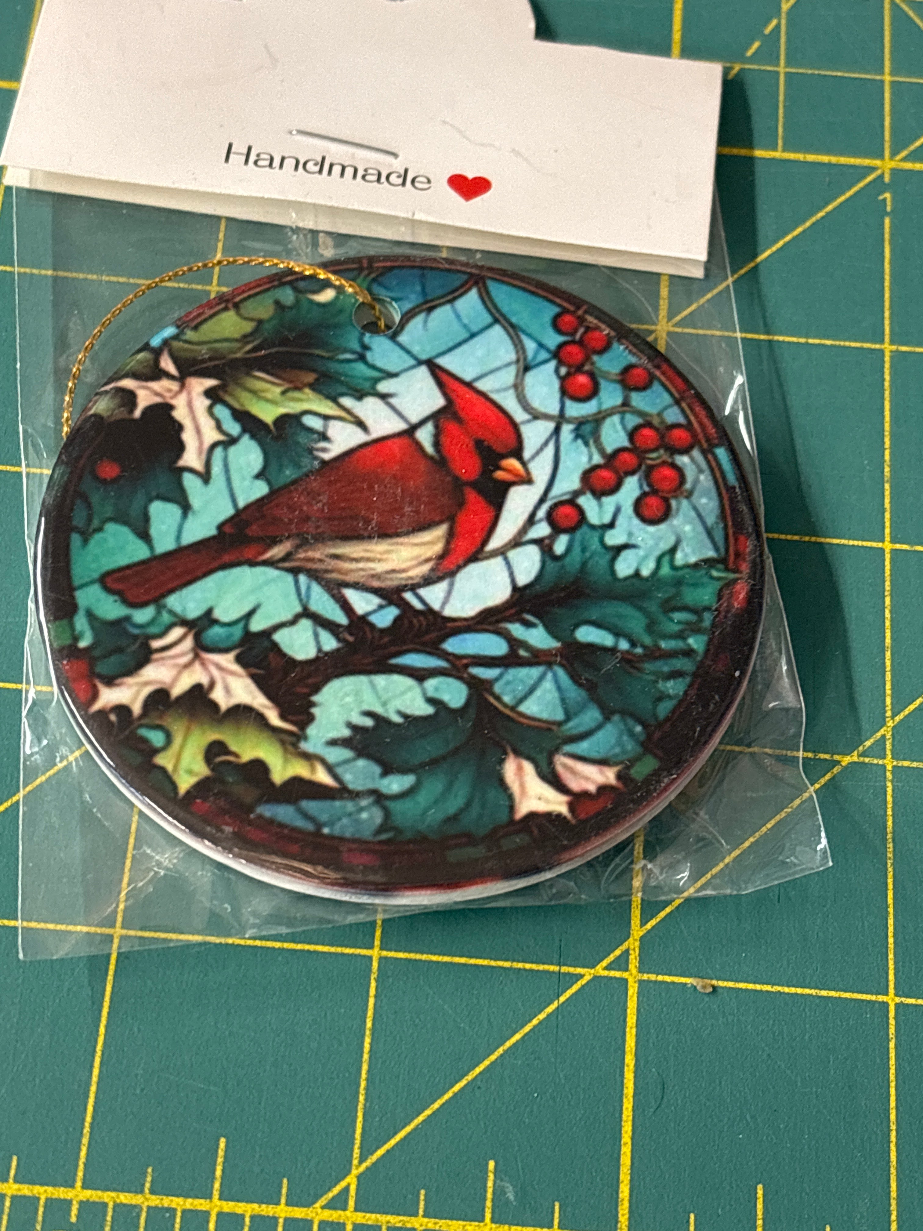Sublimation red cardinal ornament