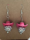 Disco ball with cowgirl hat earrings