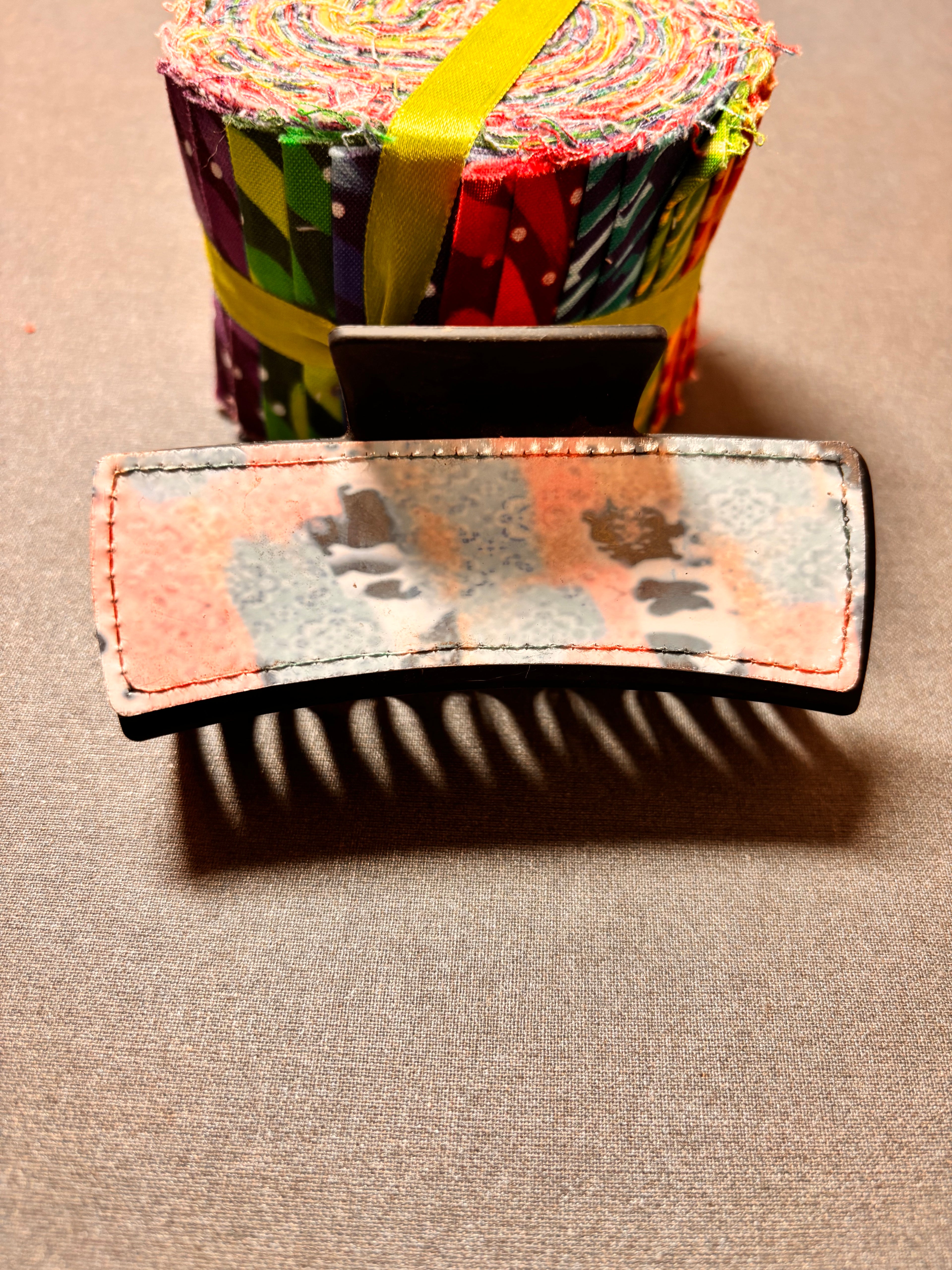 Pink, blue and Cowprint Hairclip