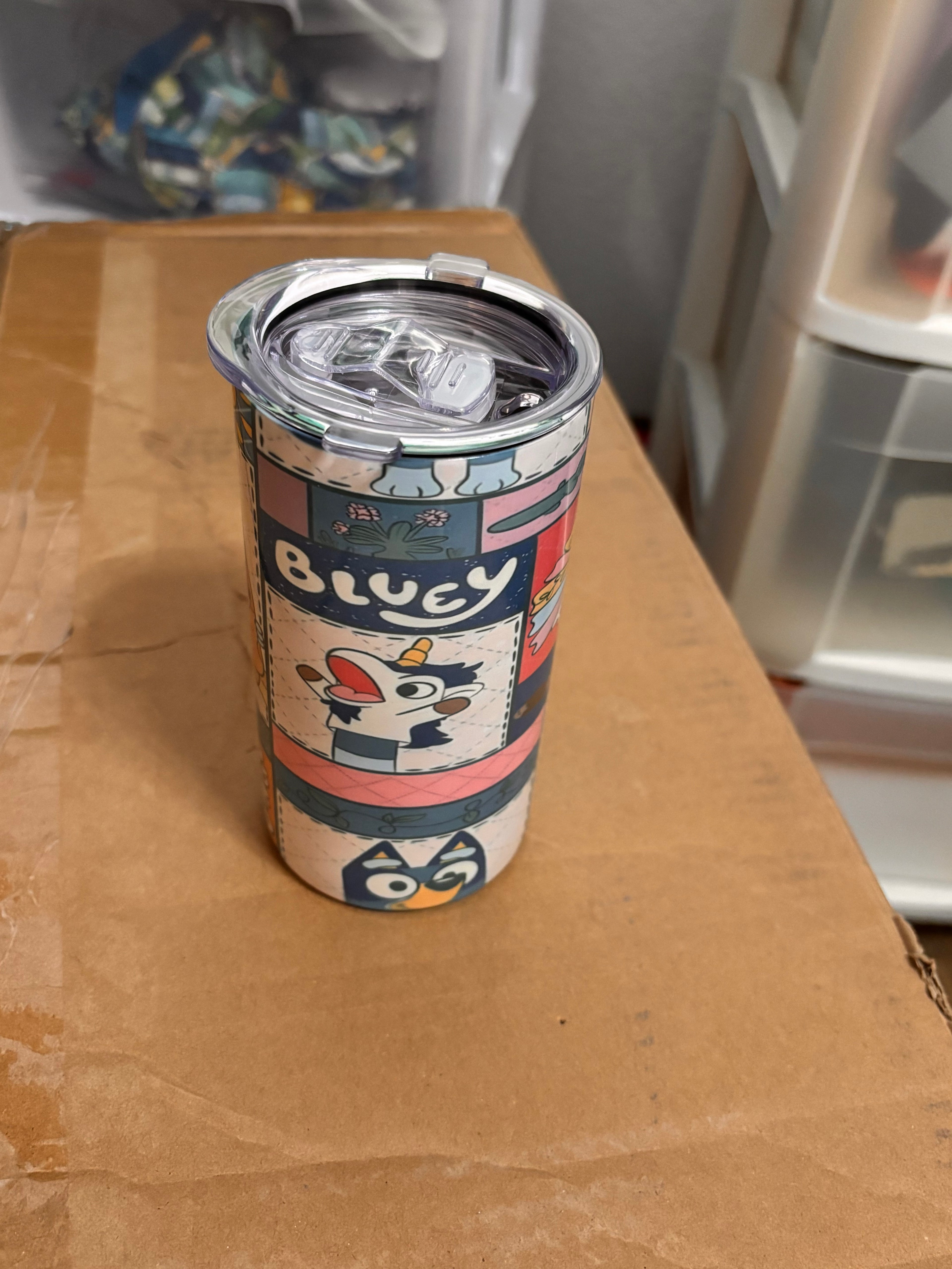 Blue Collage Sippy