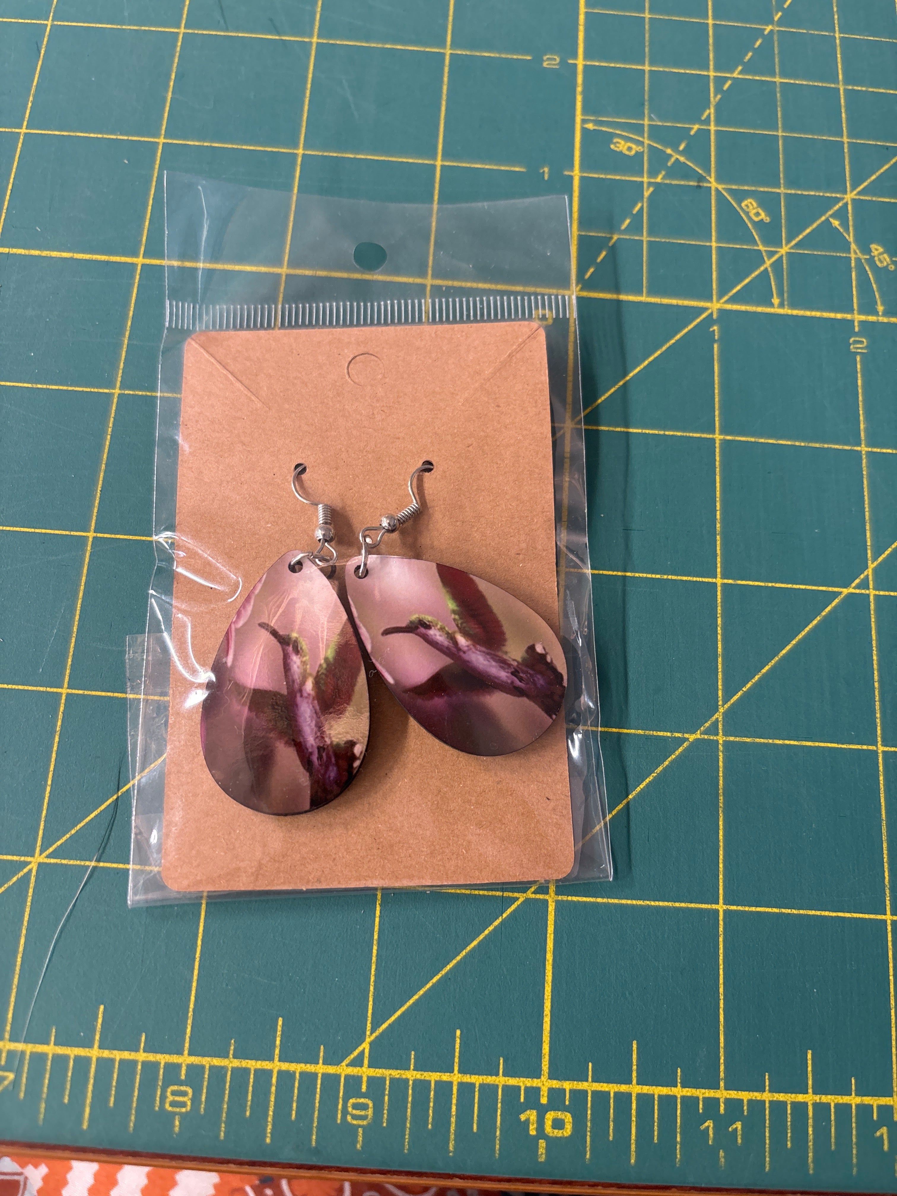 Sublimation hummingbird earrings