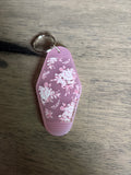 Pink flowers motel keychain
