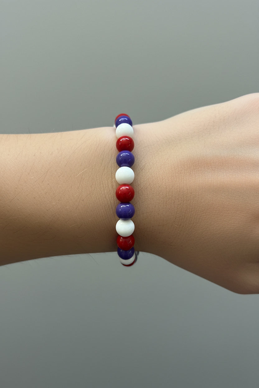 Red white and blue beaded bracelet