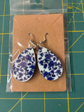 Sublimation blue flower earrings