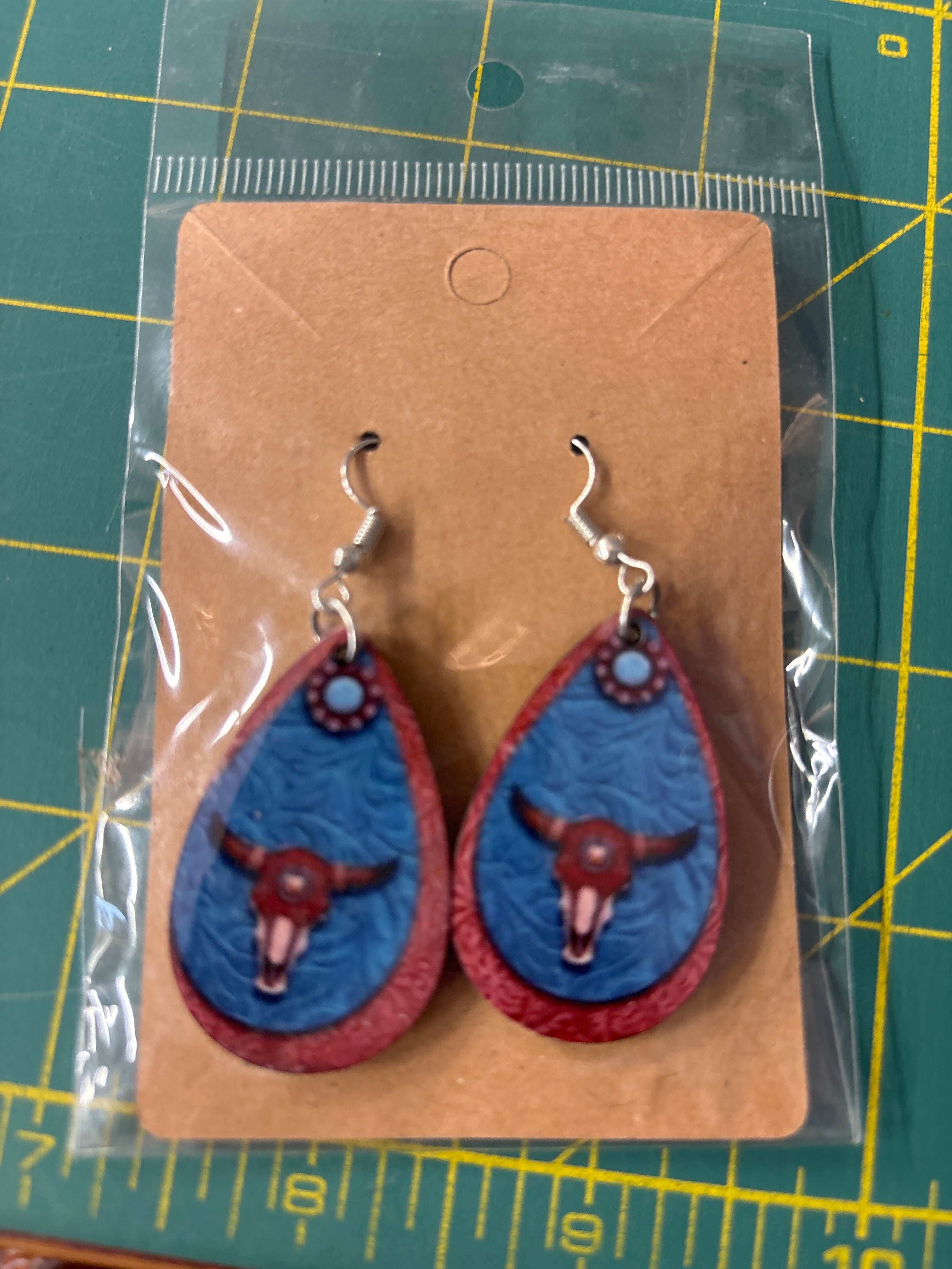 Sublimation bull skull earrings