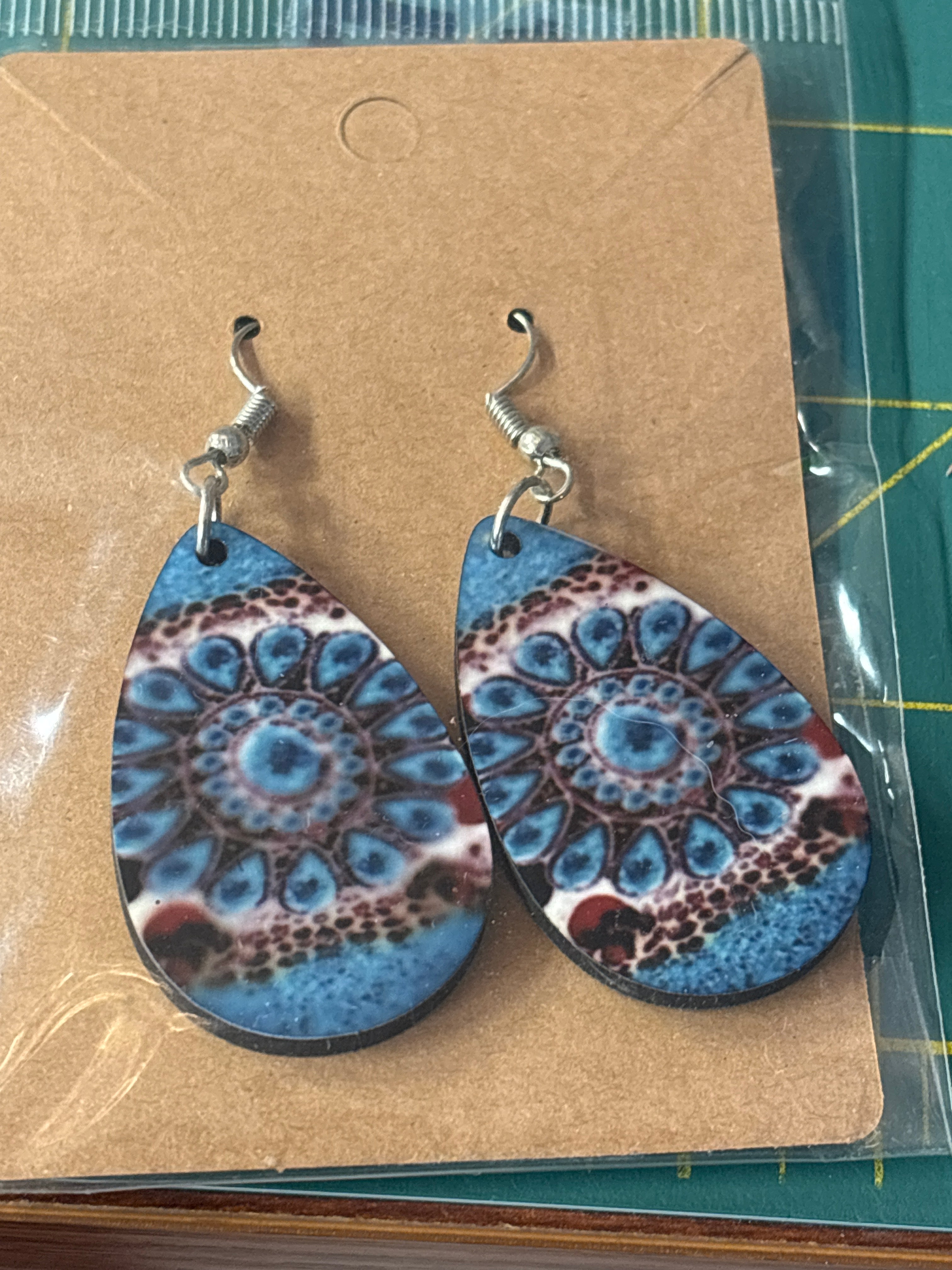 Sublimation blue fancy earrings