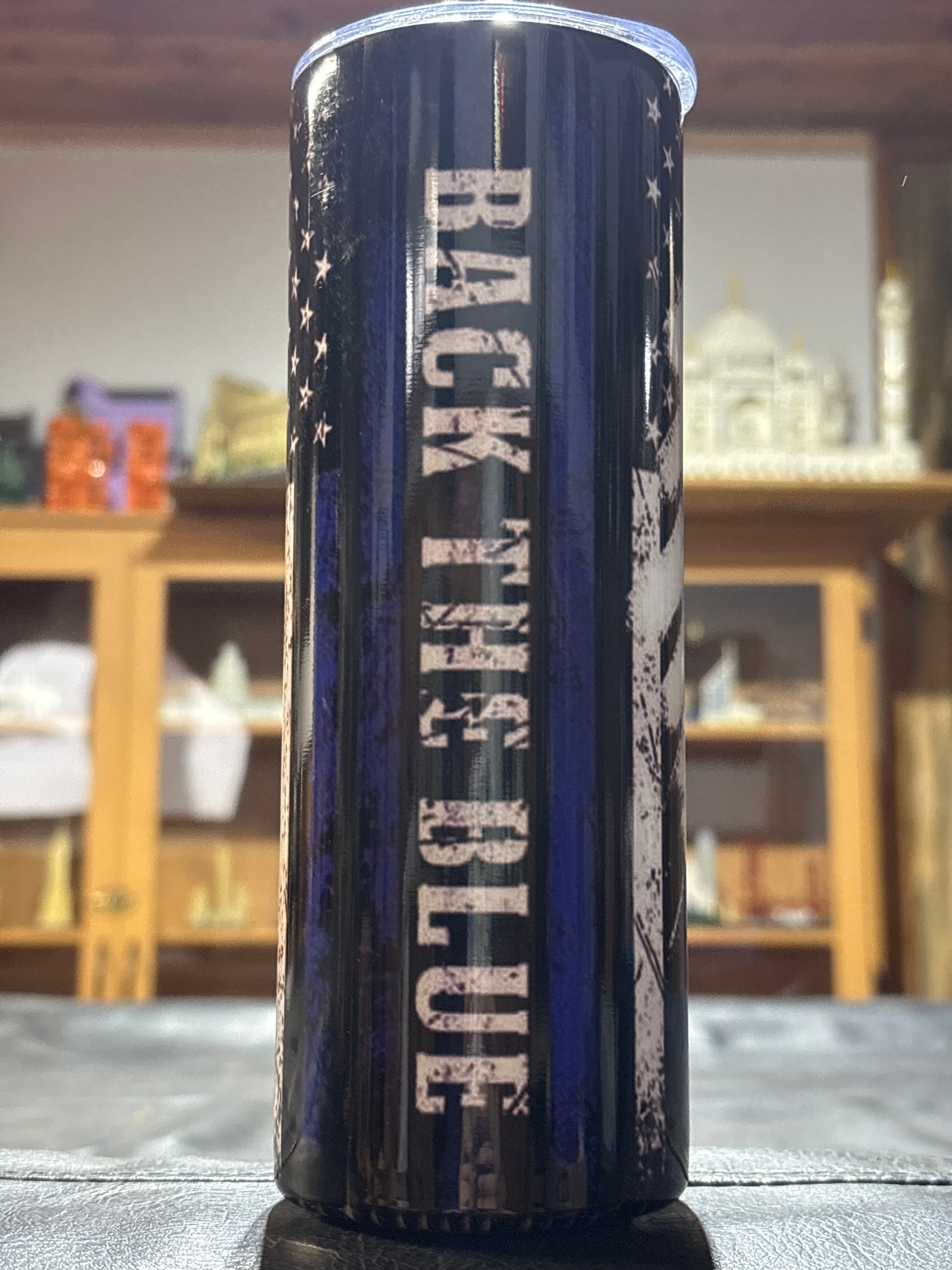 20oz back the blue tumbler