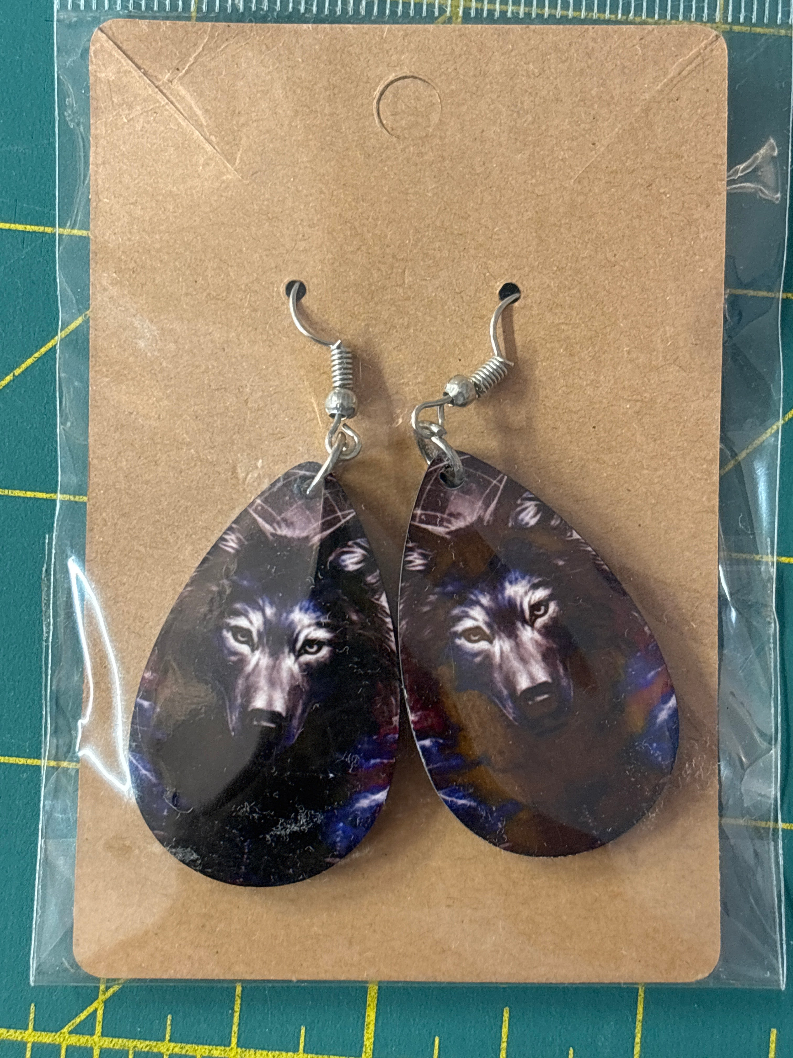 Sublimation wolf earrings