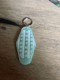 Blue roses and stripes motel keychain