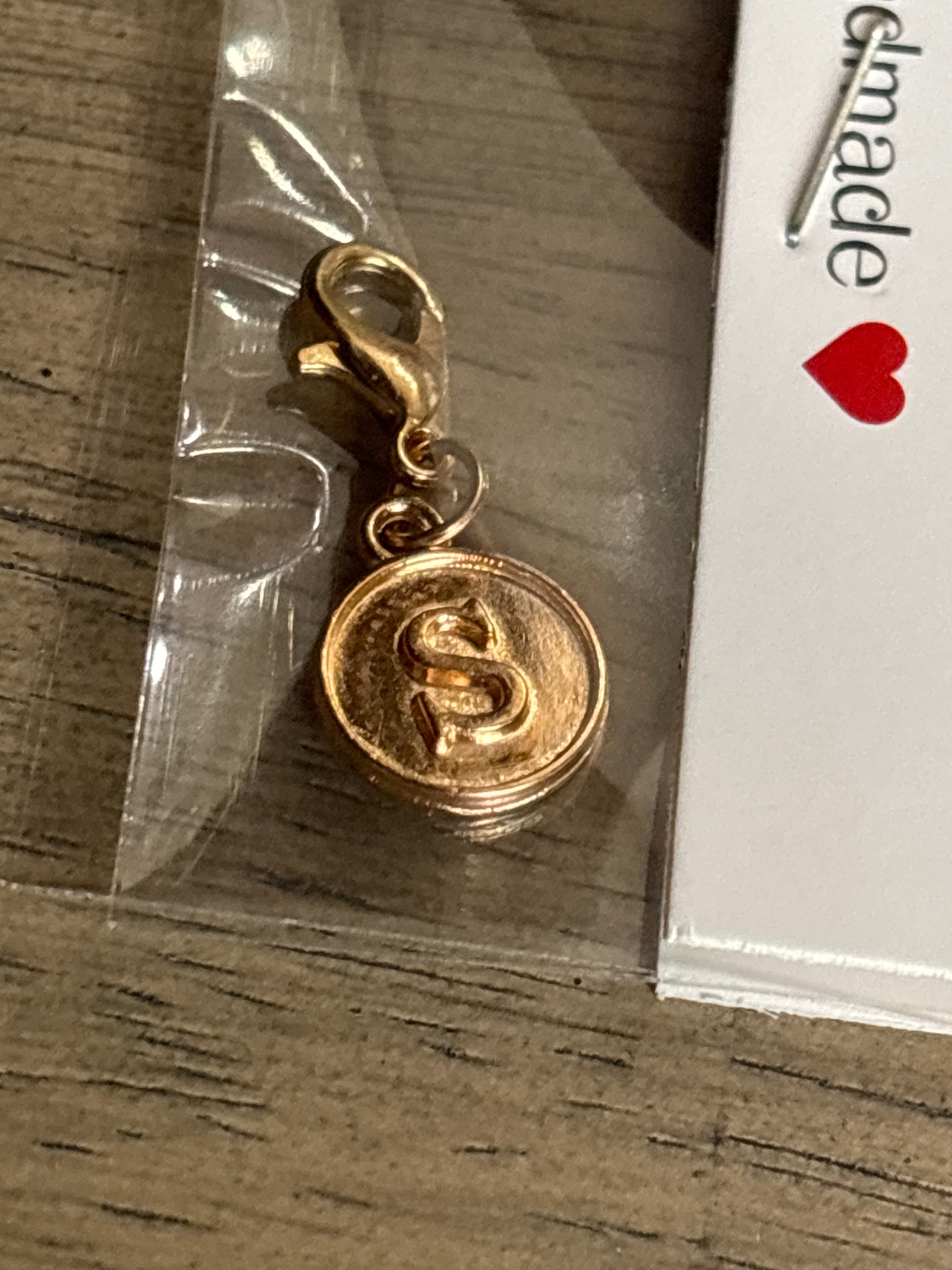 Gold S charm