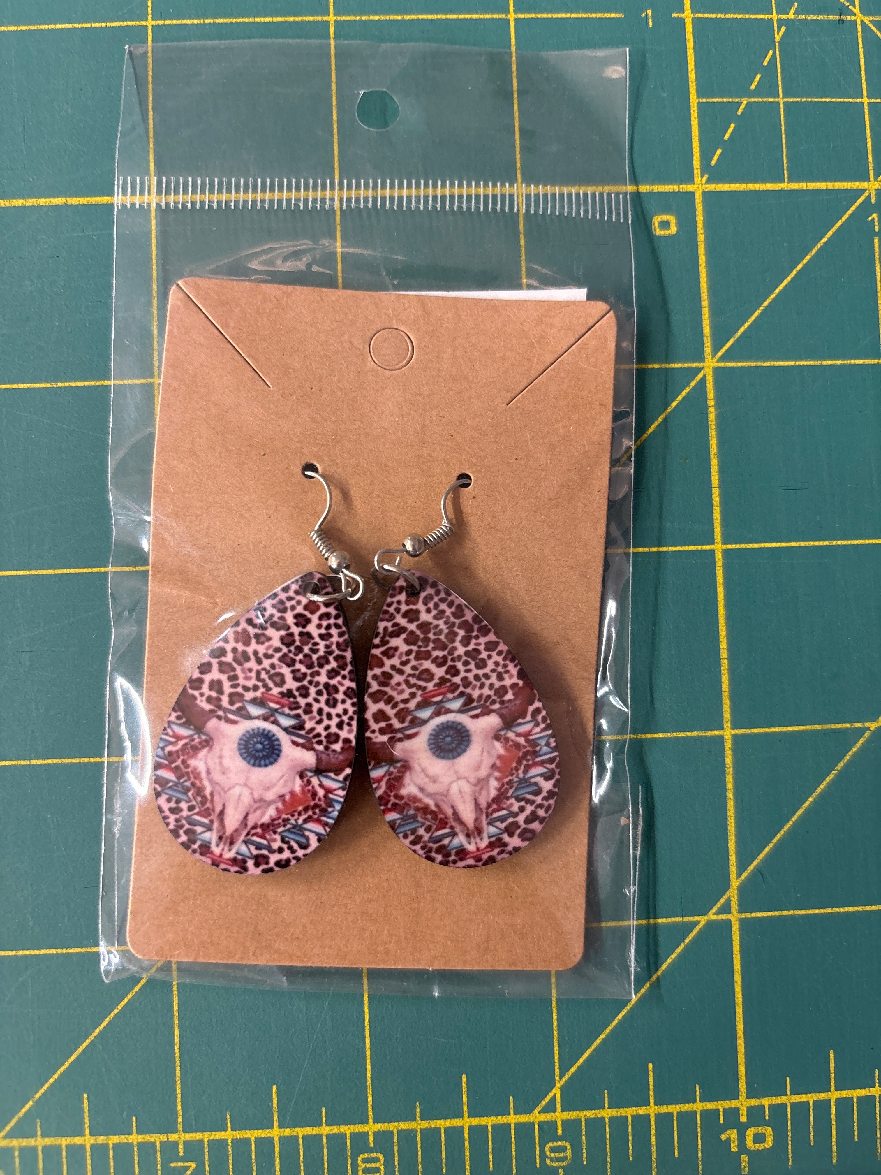 Sublimation bull skull earrings