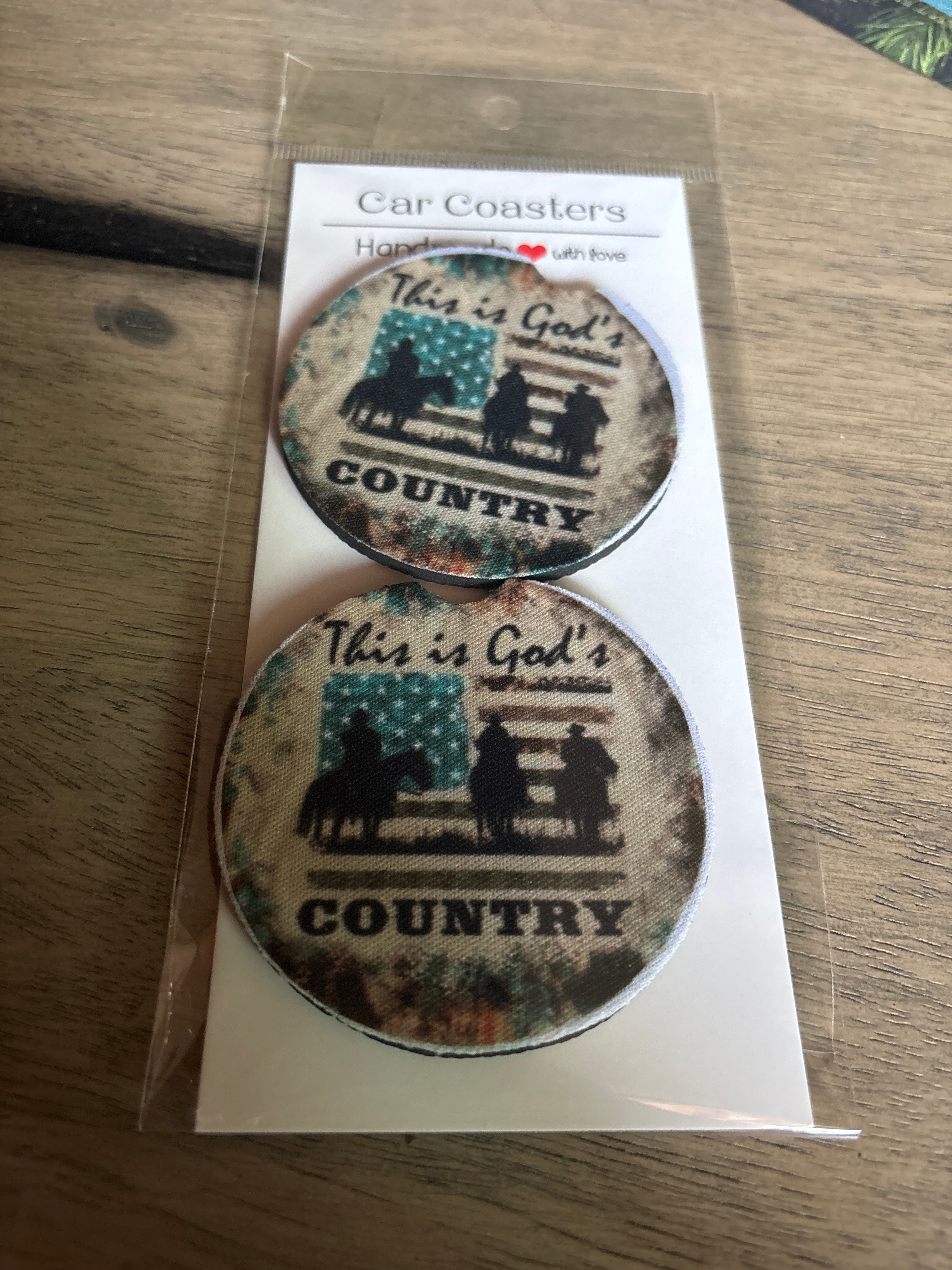 This is gods country car coasters