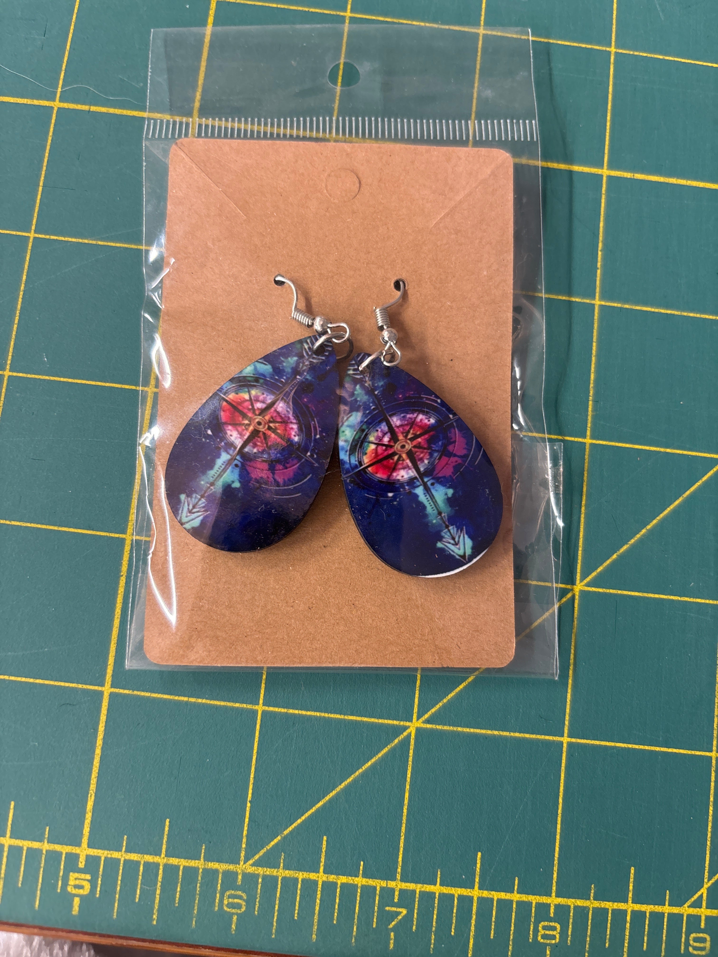 Sublimation compass earrings