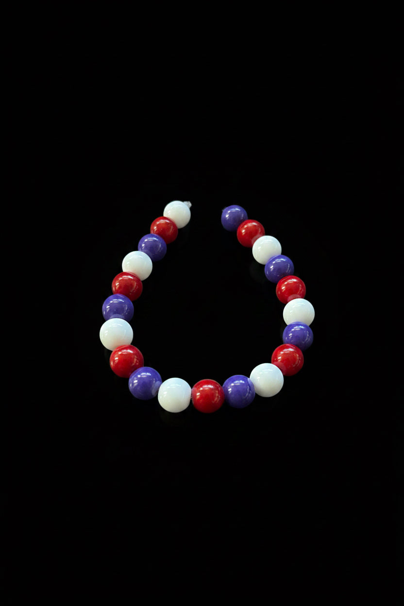 Red white and blue beaded bracelet