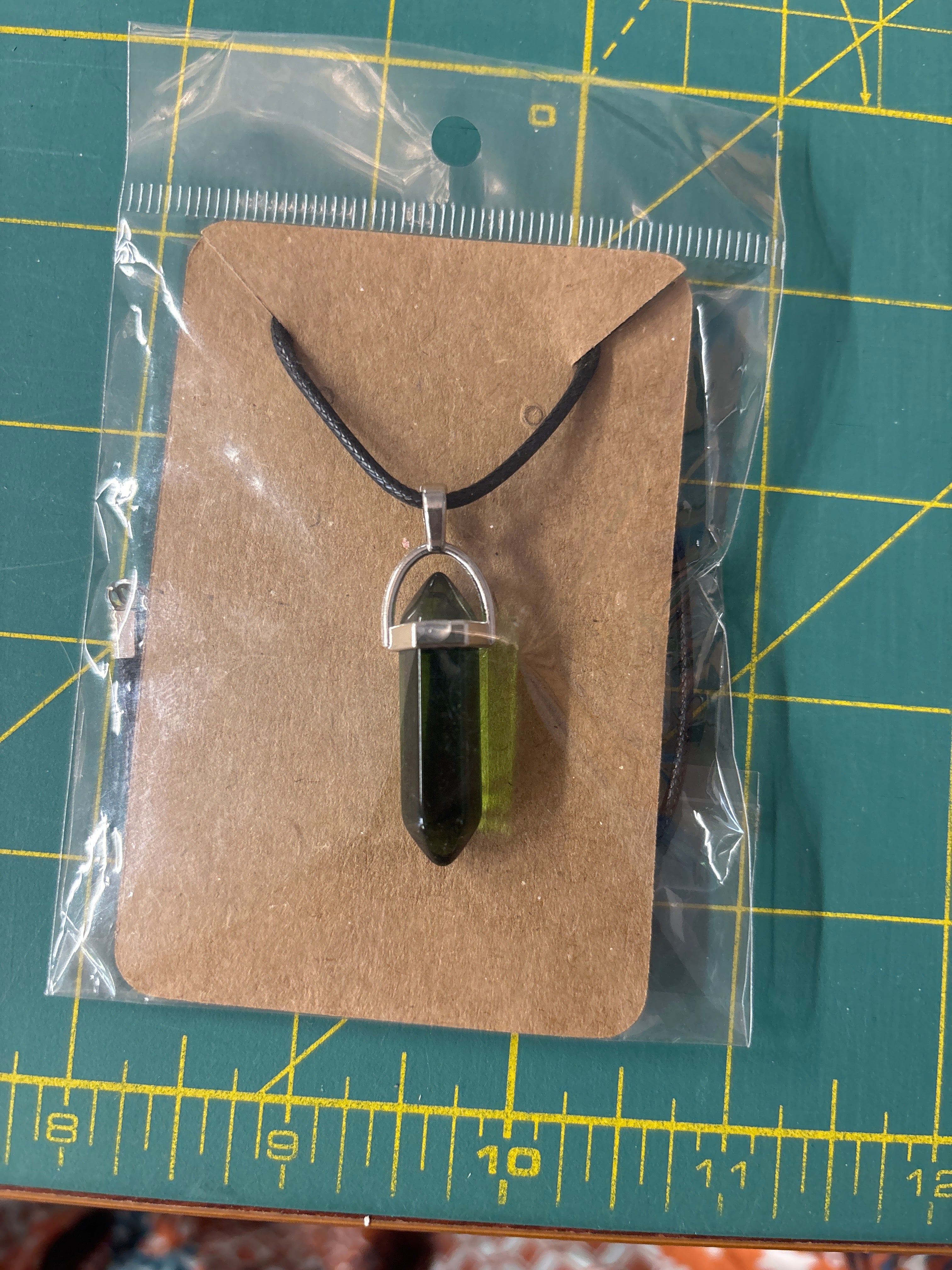 Glass like green gem necklace
