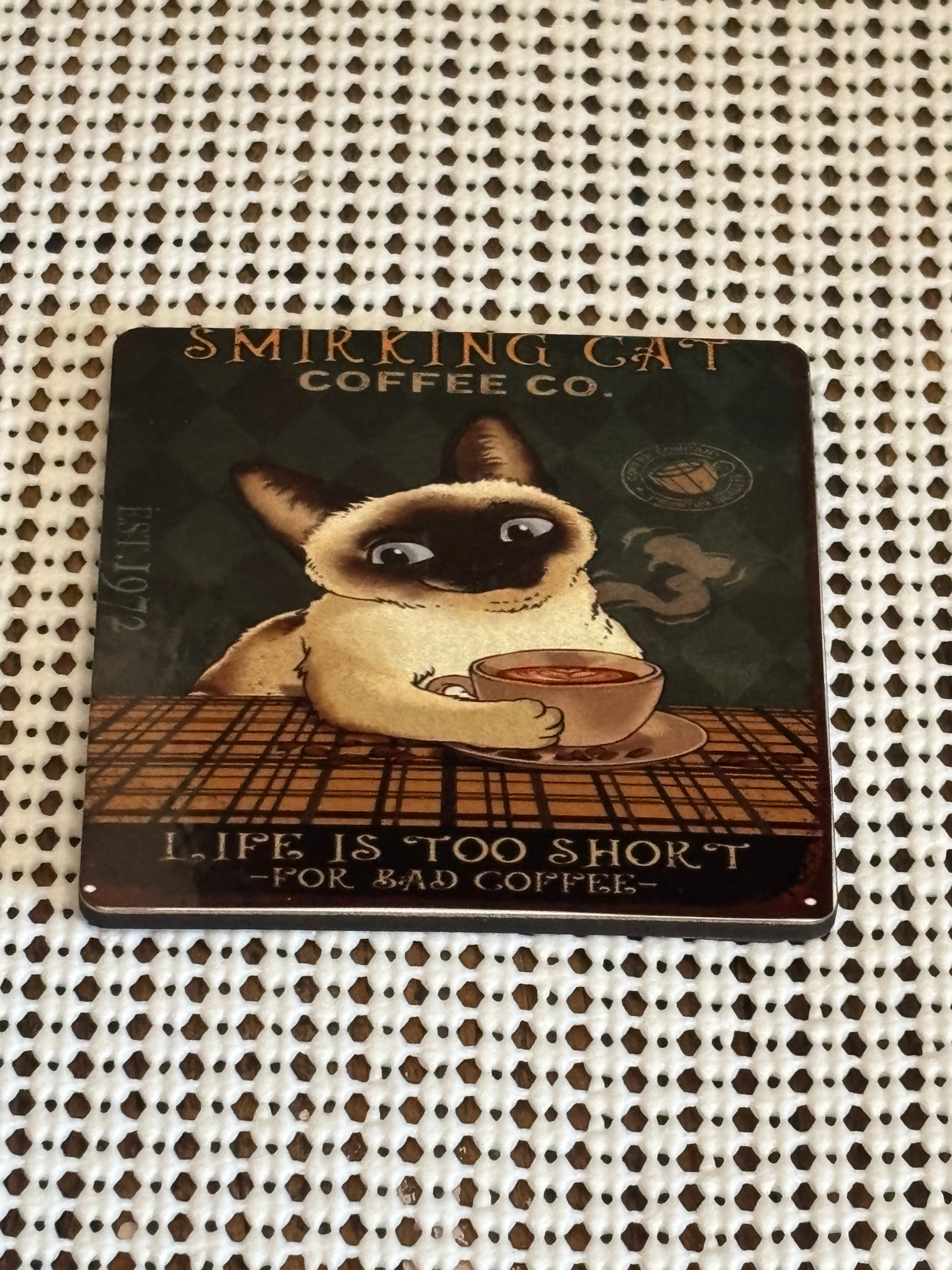 Smirking Cat coffee magnet