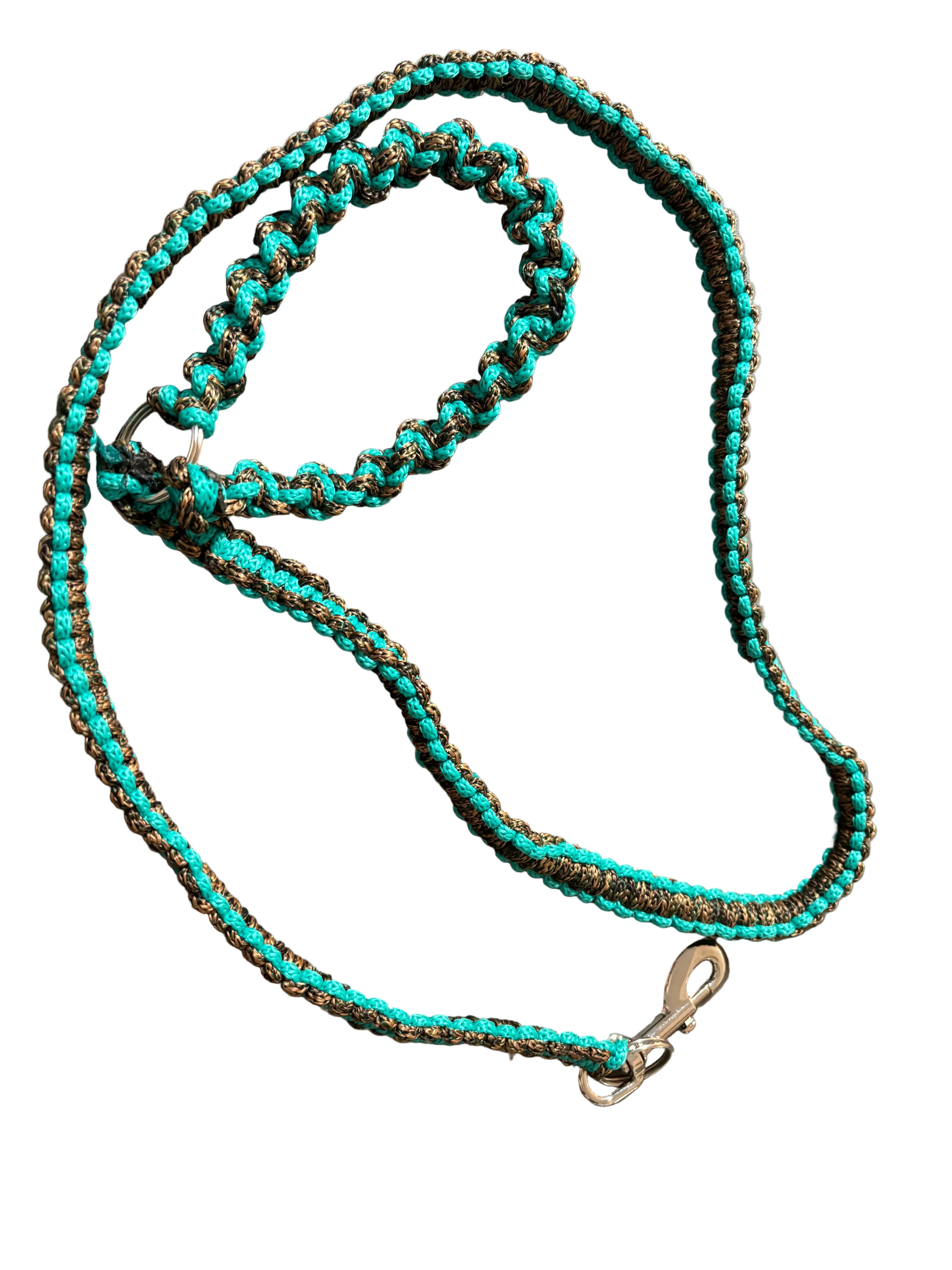 Teal and camo Paracord dog leash