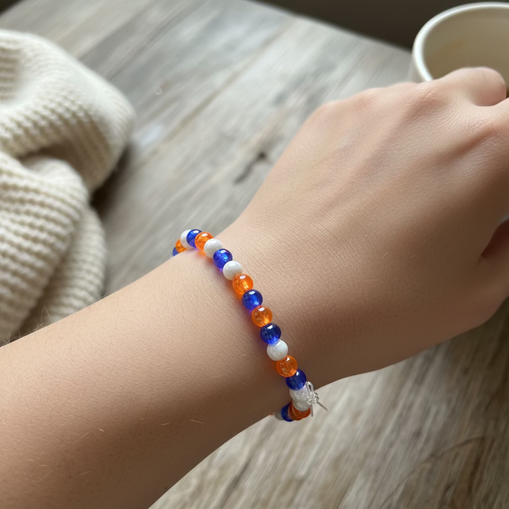 Bronco themed beaded bracelet