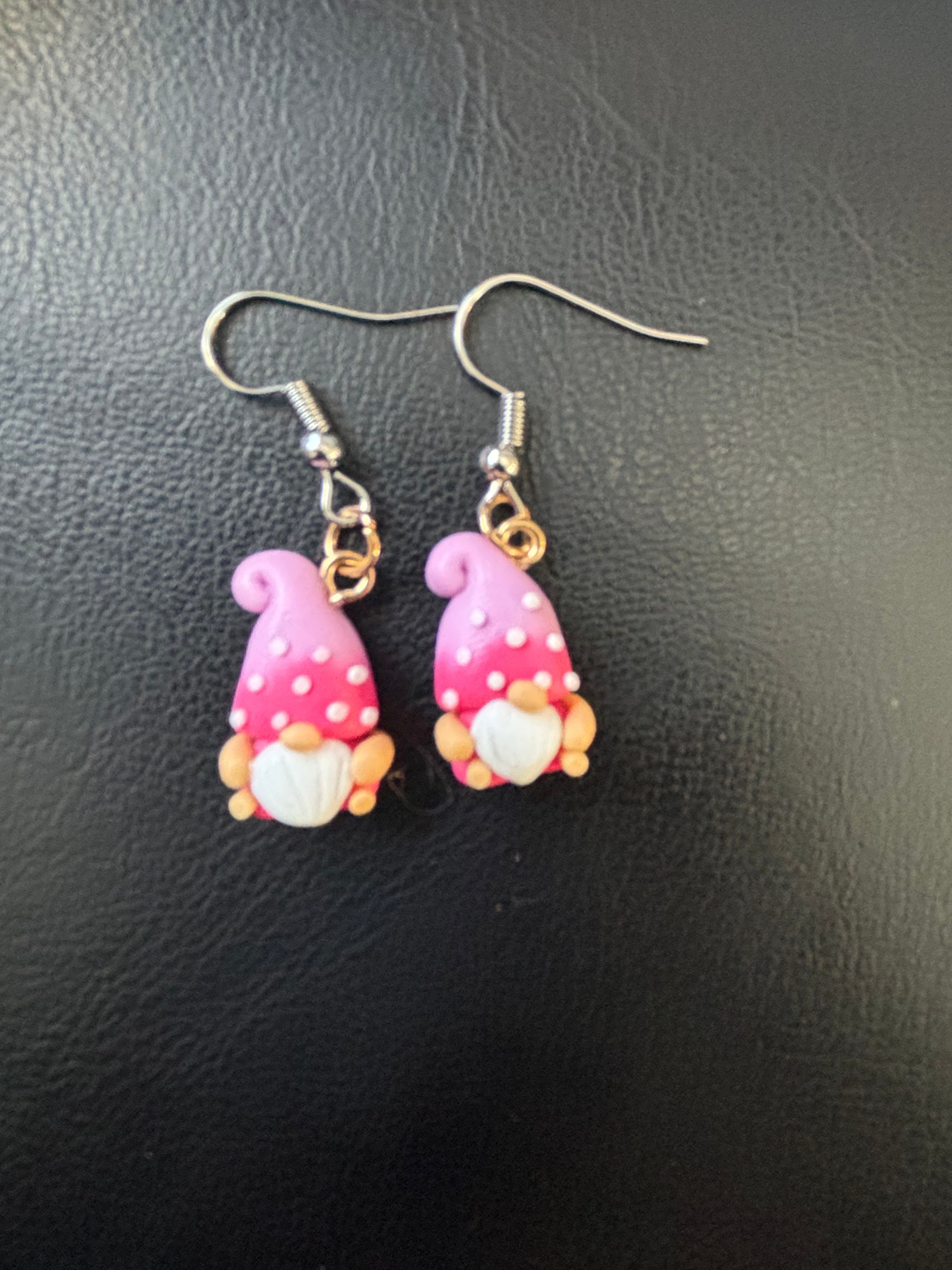 Pink gnome earrings