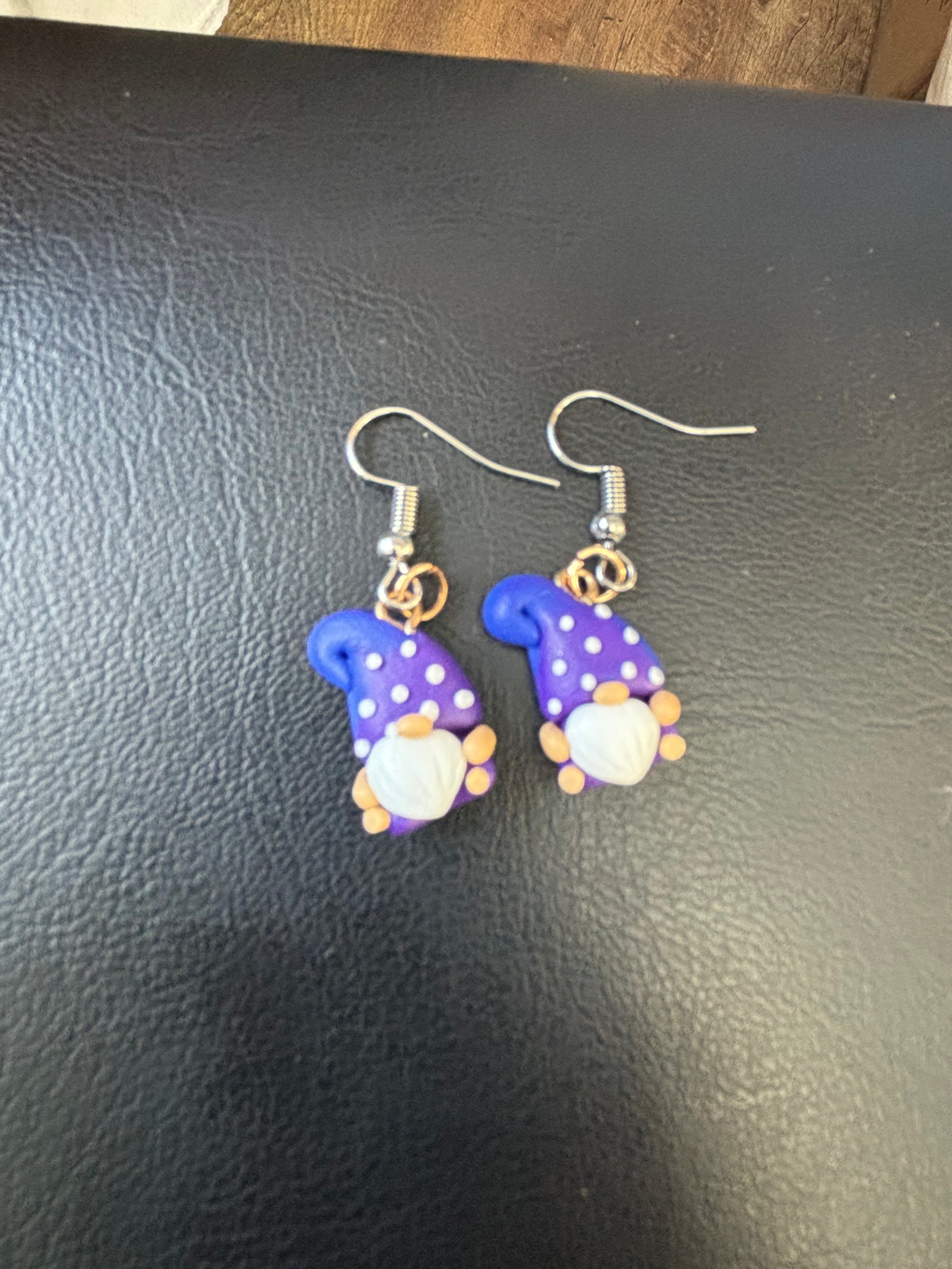 Purple gnome earrings