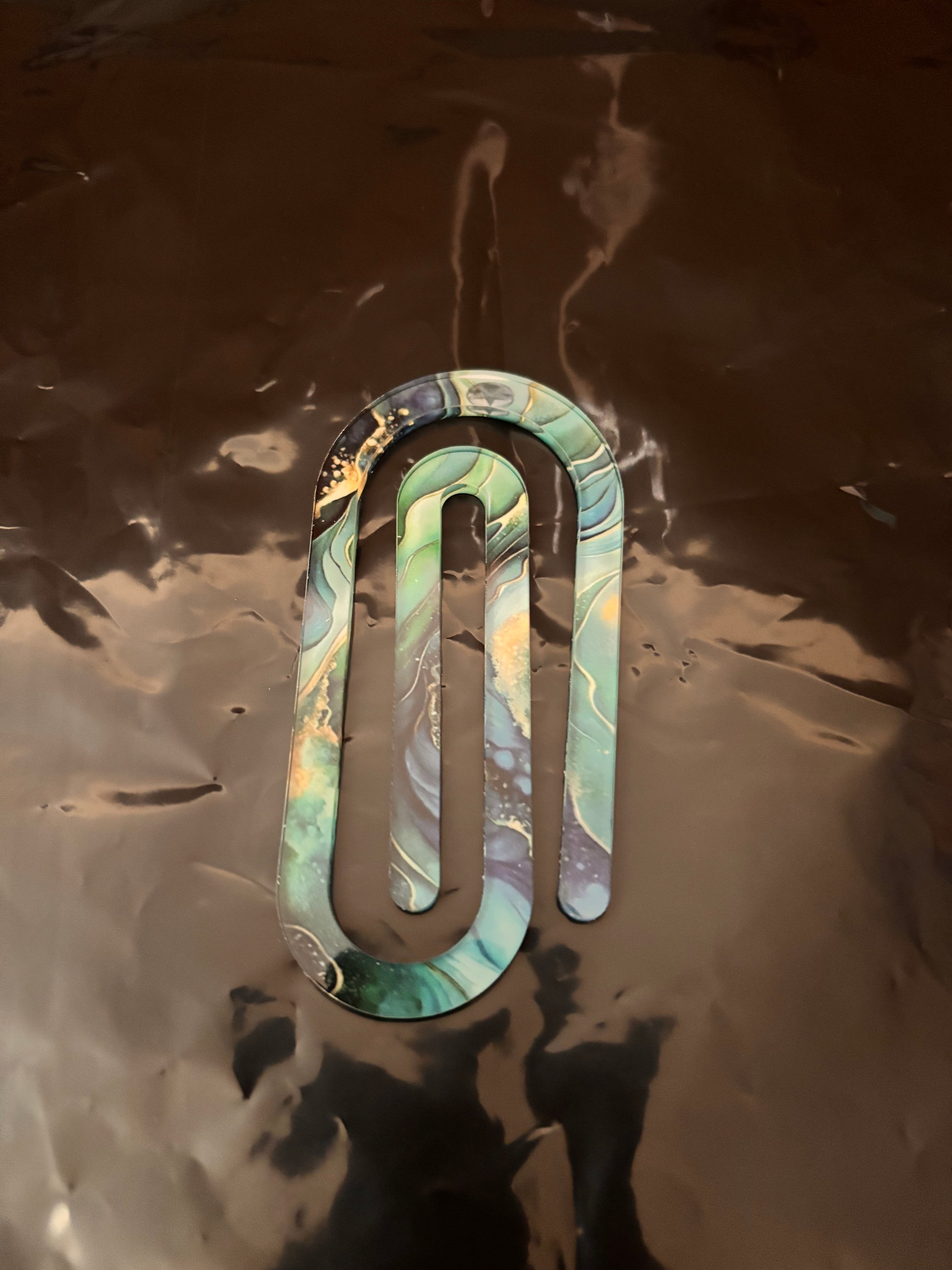 Green and Blue Marble Acrylic Paperclips