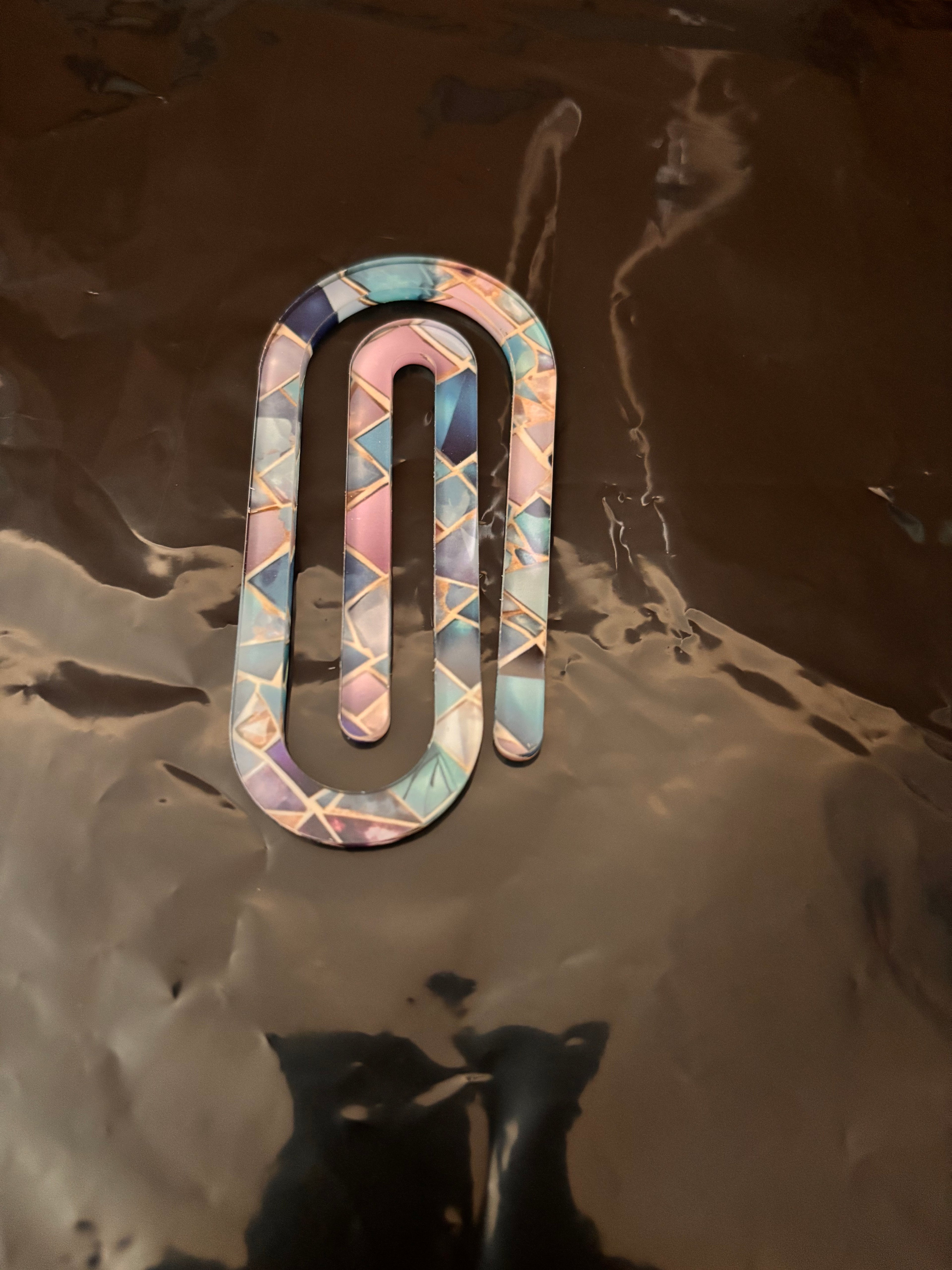 Blue, pink, and Purple Tiled Acrylic Paperclip