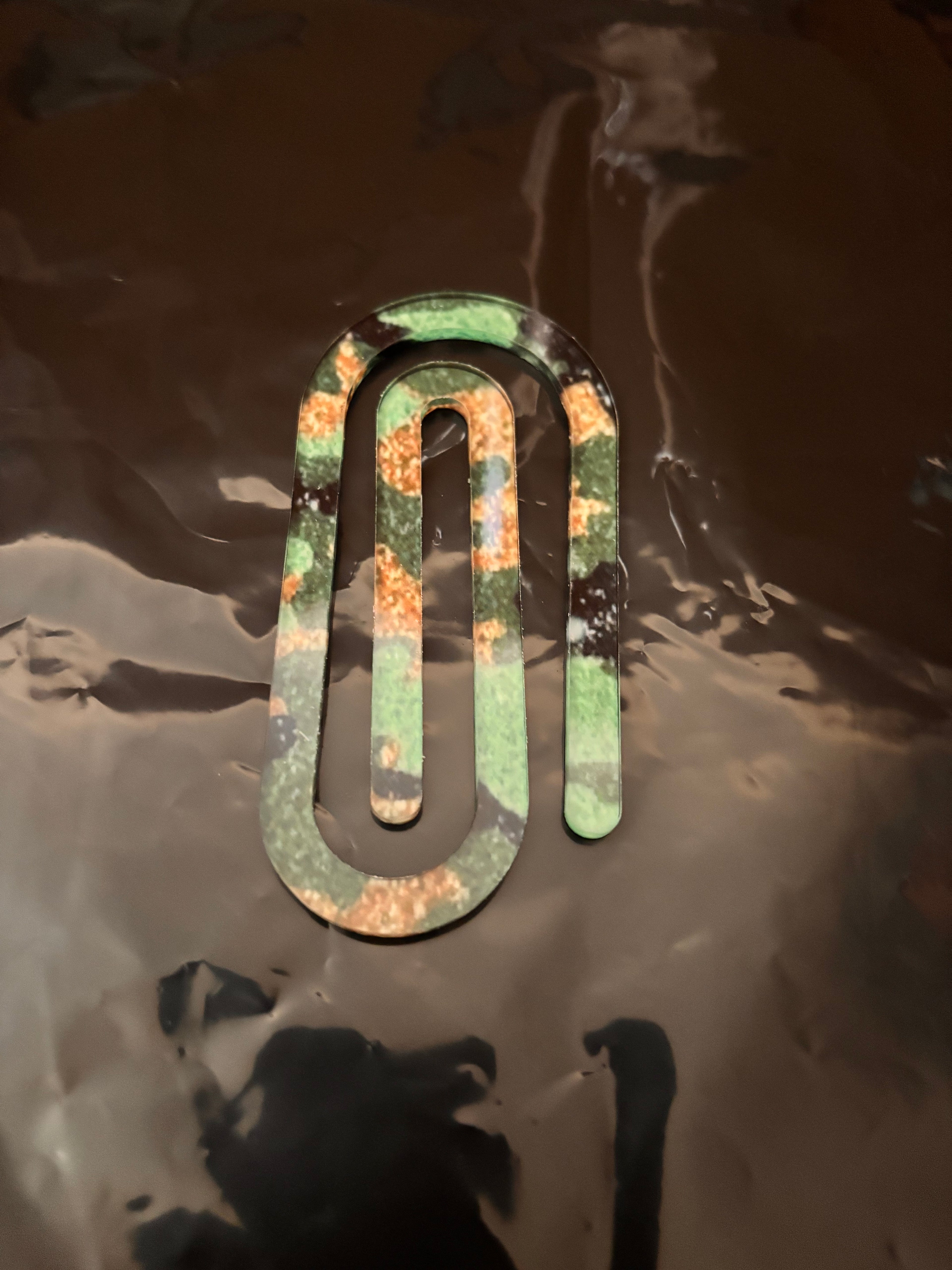 Glittery Green Camo Acrylic Paperclip