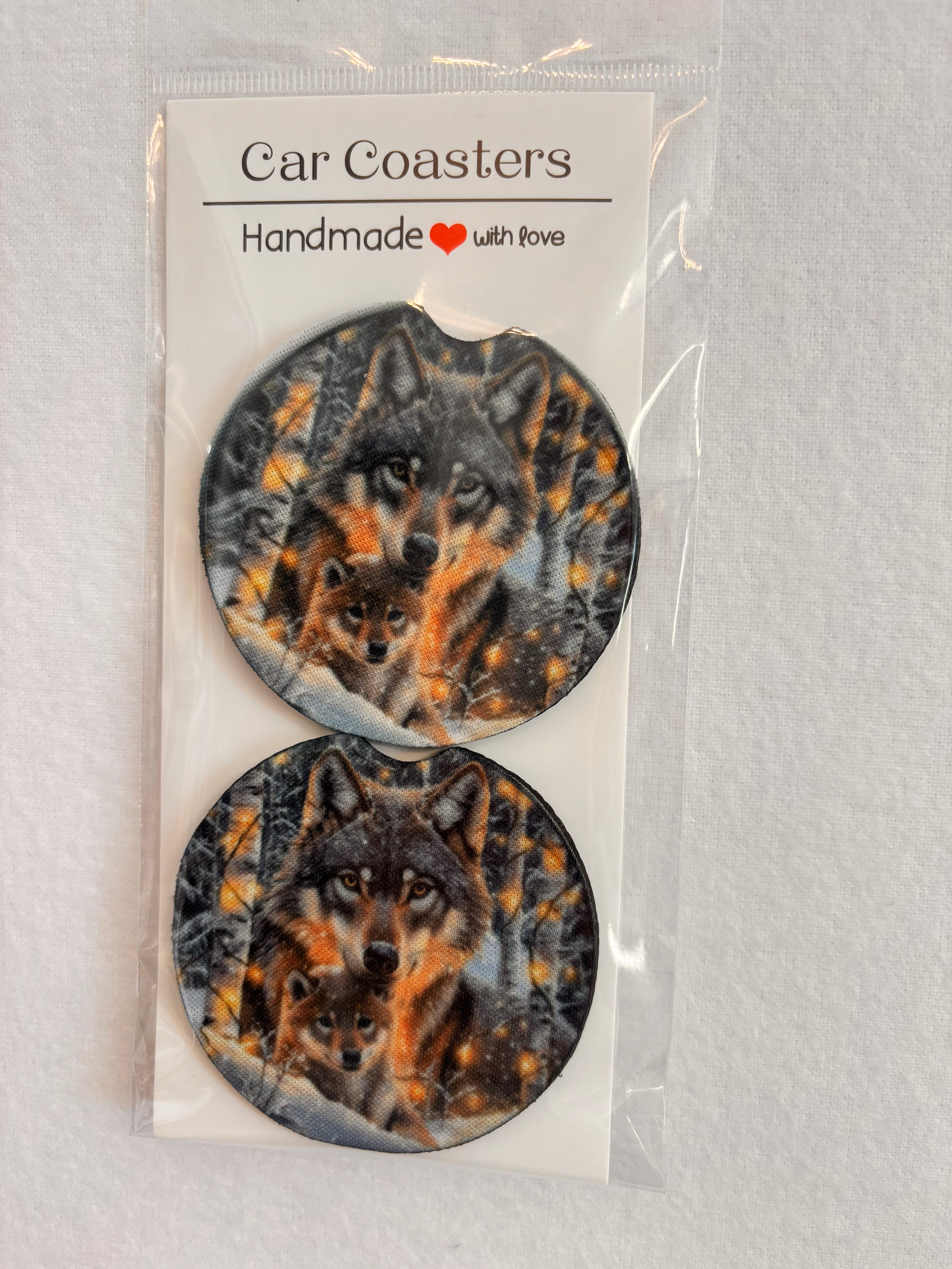 Wolf and Baby Car Coasters