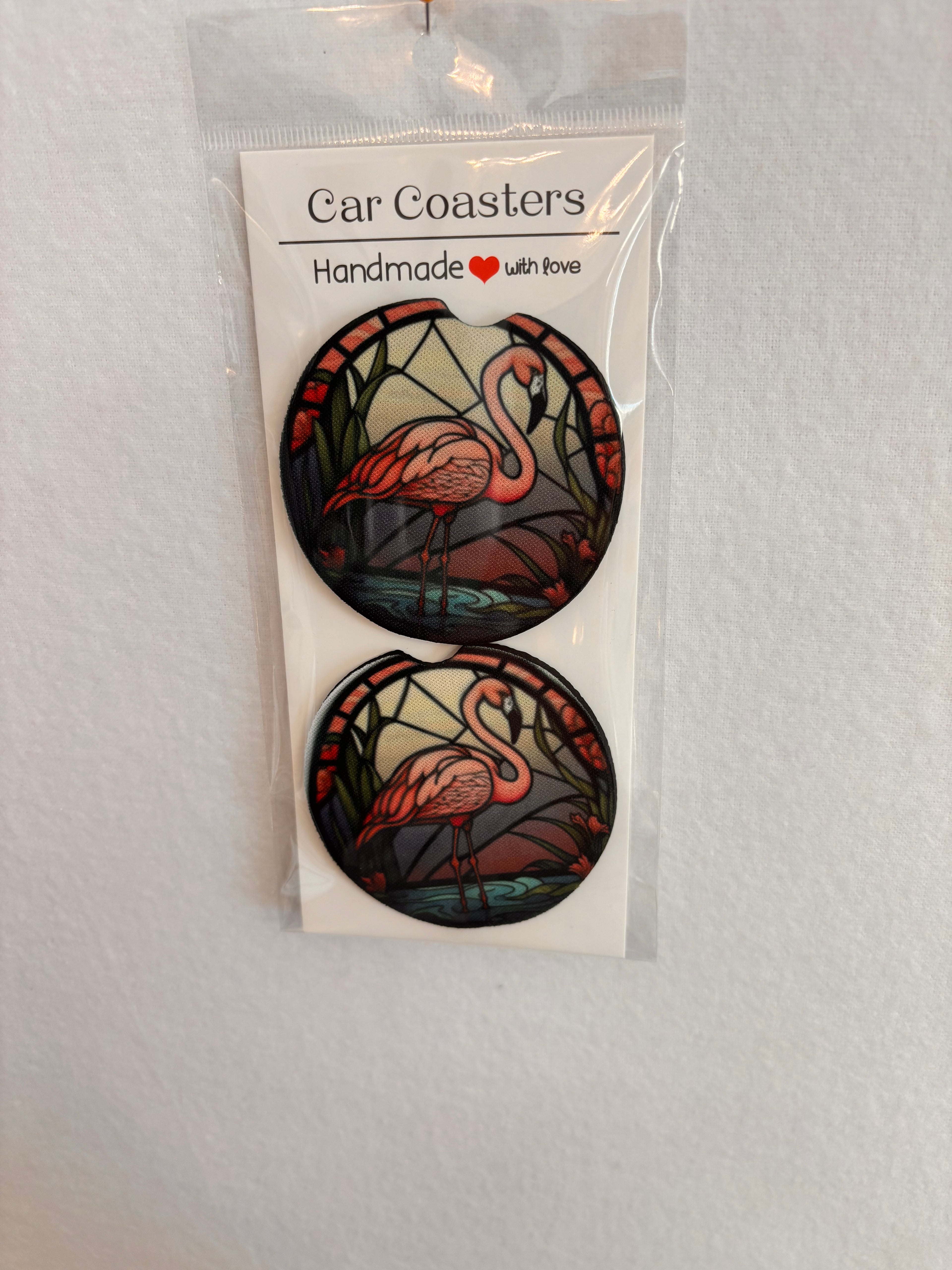 Flamingo Car Coasters
