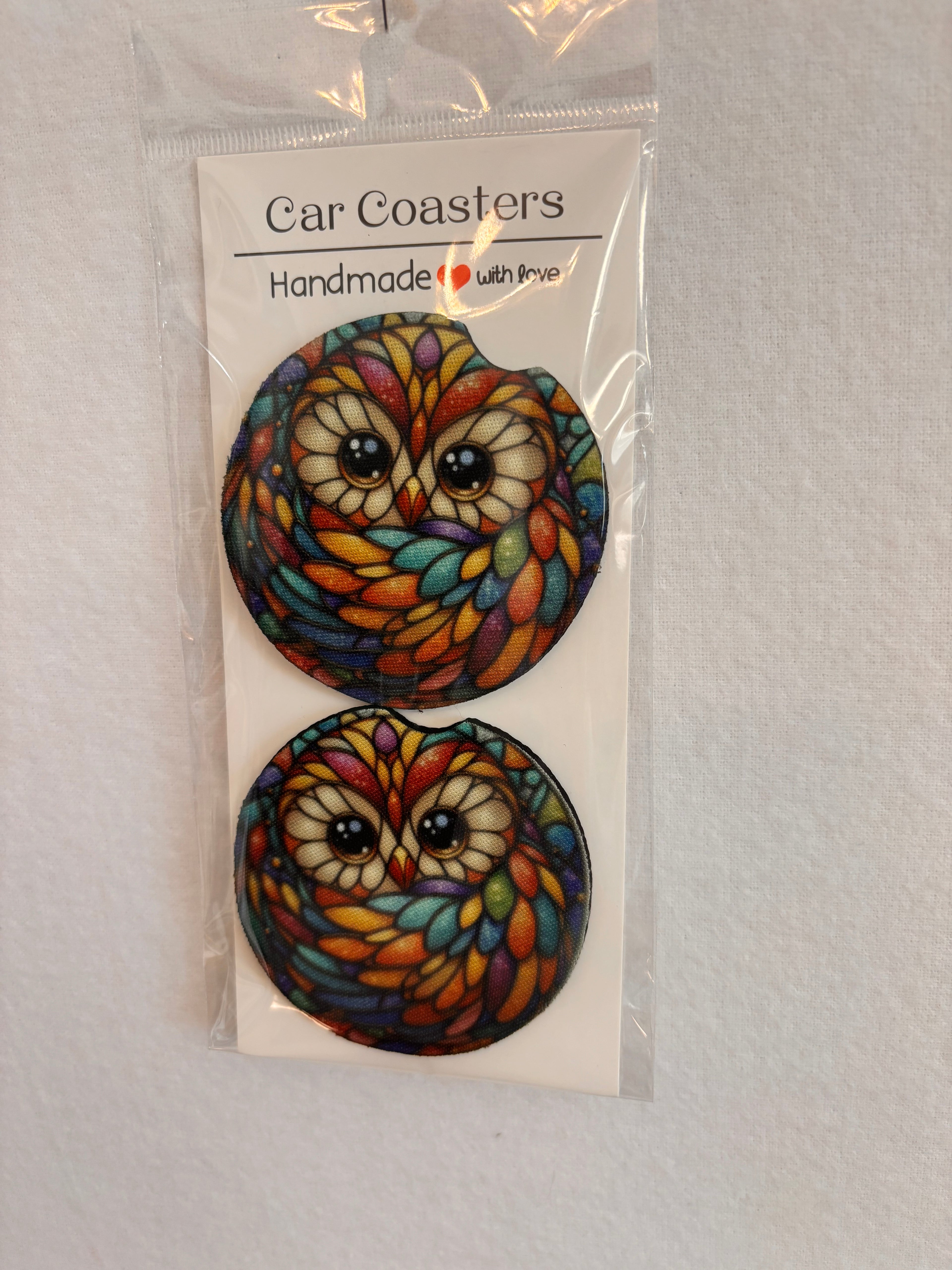 Rainbow Owl Car Coasters
